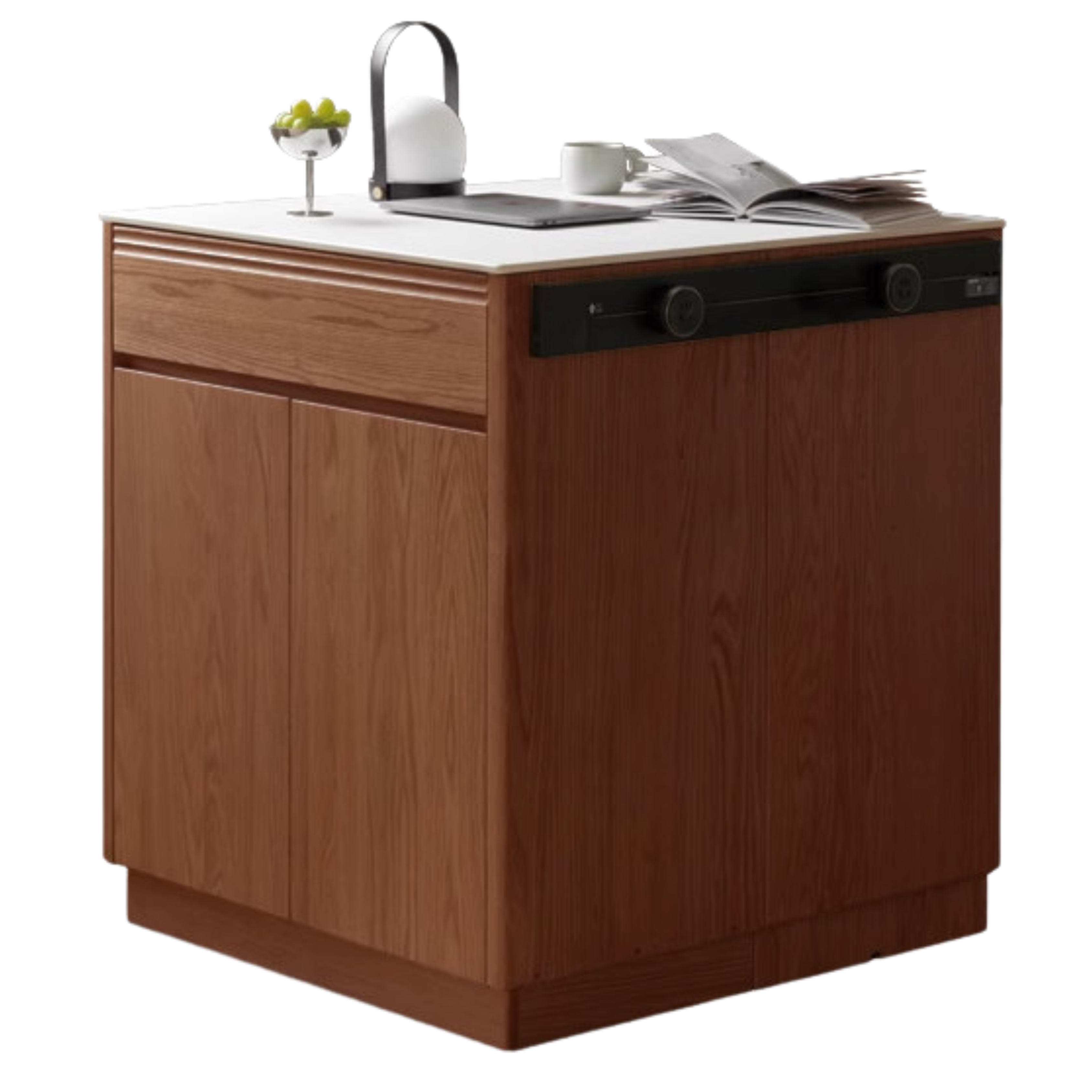 Solid Oak Wood Rock Plate Island - Multi-Functional Dining Sideboard for Kitchen, Dining Room & Living Room Storage