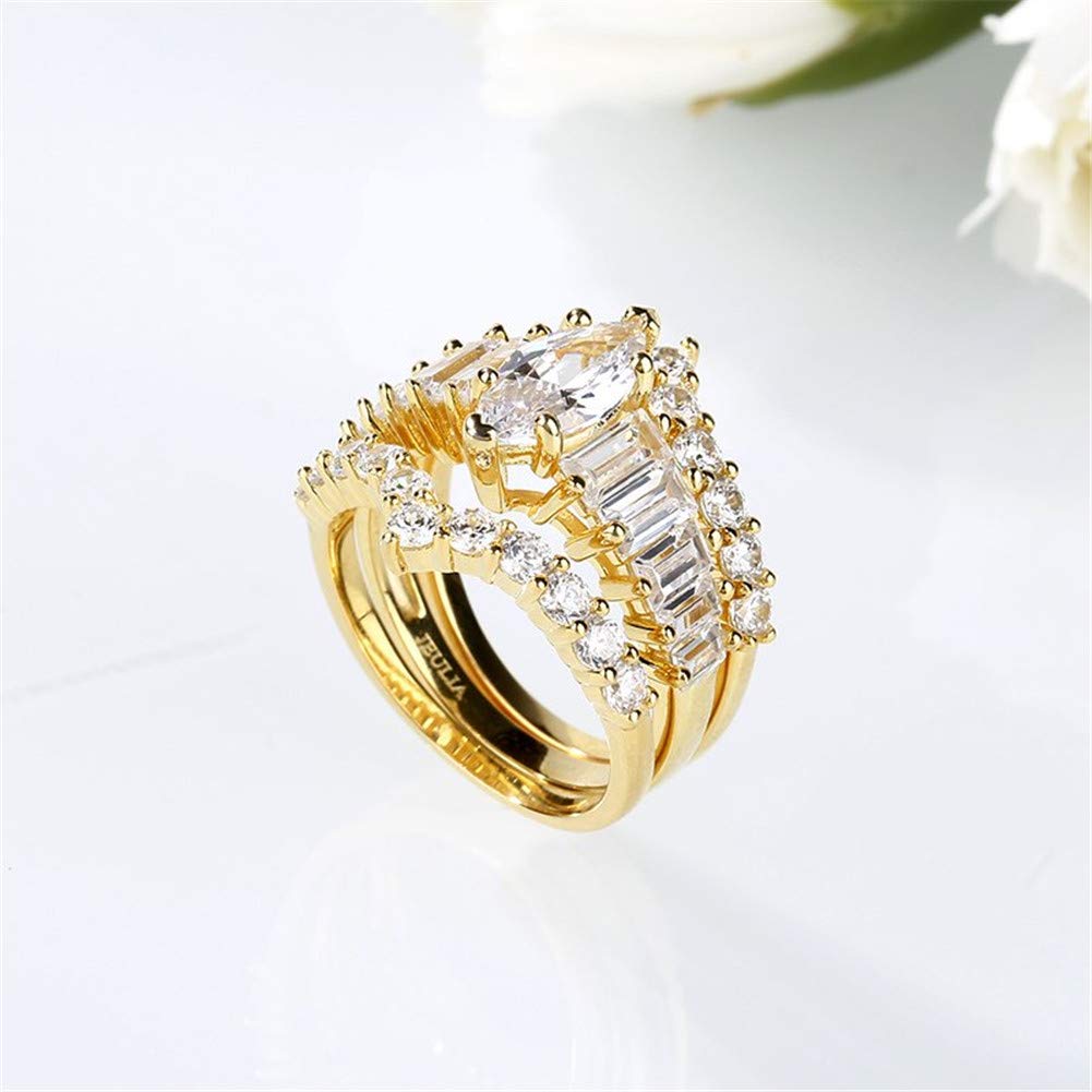 Jeulia 1.5 Carat Marquise Cut Wedding Ring Set - 18K Gold Plated 925 Sterling Silver Engagement & Promise Band Rings for Women - Perfect for Proposals, Anniversaries & Special Occasions with Jewelry Gift Box