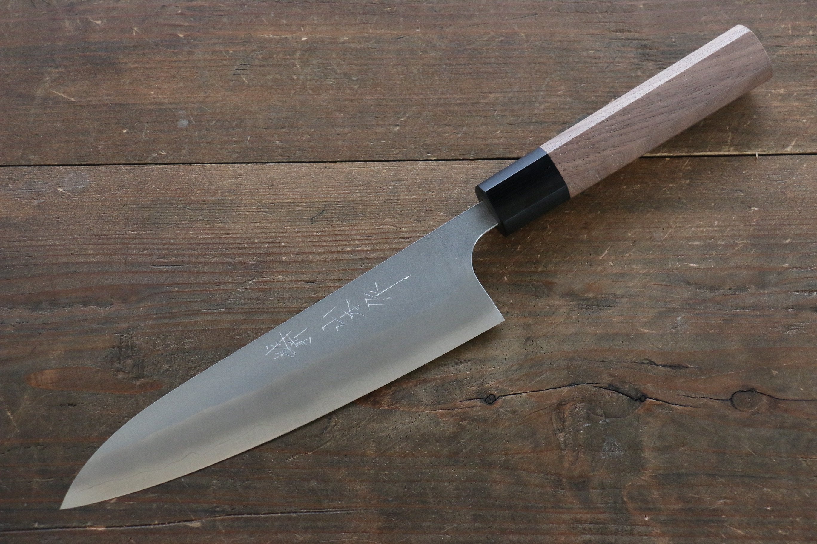 Nao Yamamoto Silver Steel No.3 Nashiji Gyuto 180mm Japanese Chef Knife with Walnut Handle - Perfect for Slicing, Dicing & Precision Cooking in Professional Kitchens & Home Use