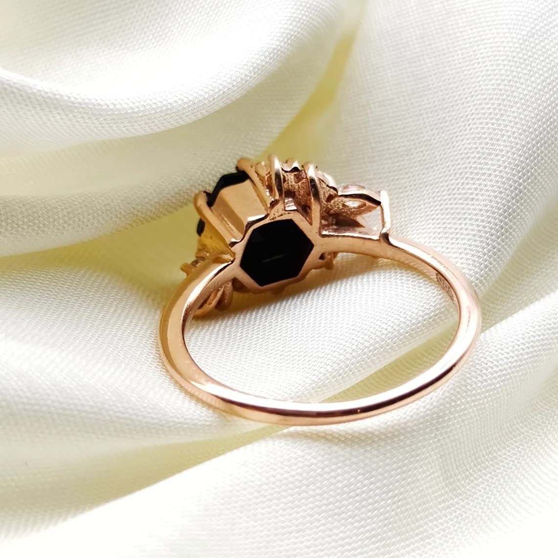 Hexagon Cut Blue Sandstone Ring for Women - Rose Gold & Silver Cluster Topaz Promise Ring - Elegant Wedding & Anniversary Gift by Forever Gems & Jewels | Perfect for Engagements, Date Nights & Special Occasions