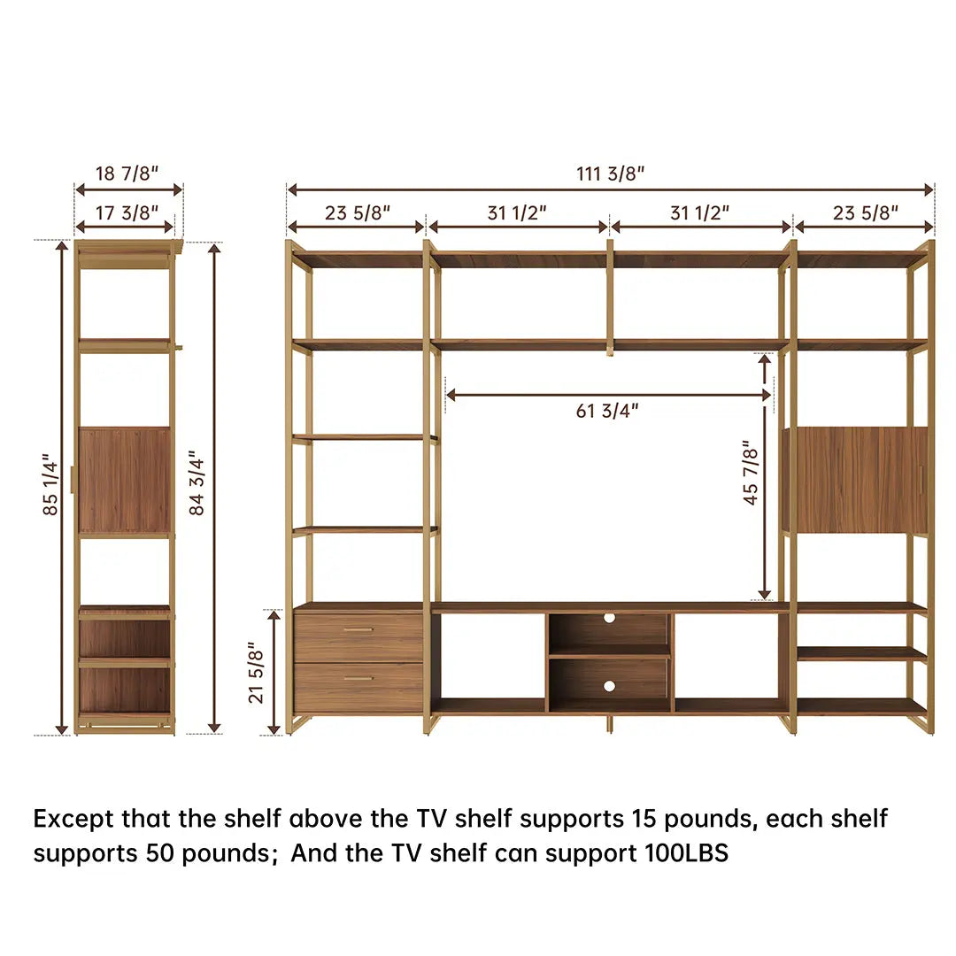 Modern Sonoma TV Stand with Storage Cabinet & Bookshelves - Perfect for Living Room, Home Theater & Entertainment Centers