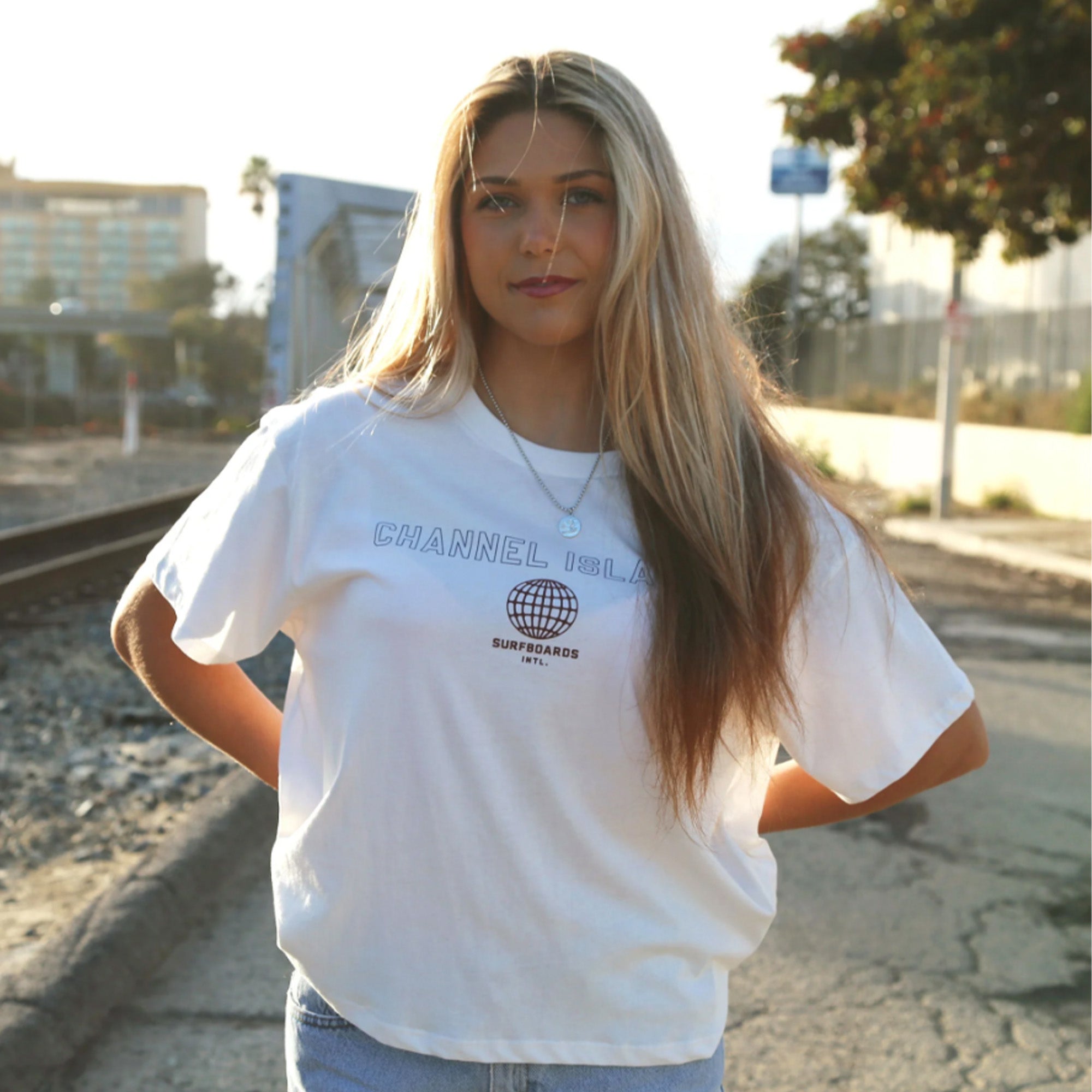 Channel Islands Channel World Women's Short Sleeve T-Shirt - Soft Cotton Summer Top - White - Perfect for Casual Wear, Beach Outings & Everyday Comfort