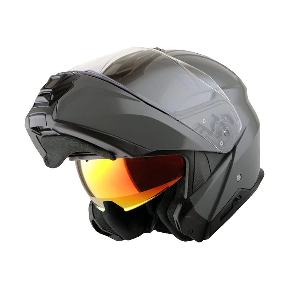 Martian Motorcycle Modular Full Face Helmet - Flip Up Dual Visor with Sun Shield (Model HG362) - Perfect for Street Biking, Touring & Commuting