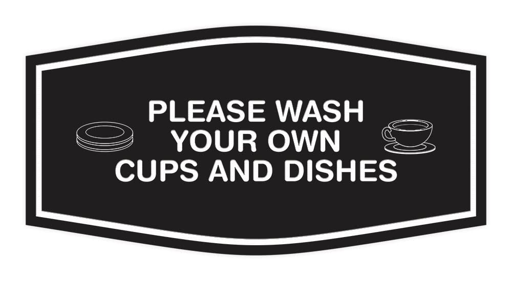 Funny 'Please Wash Your Own Dishes' Sign - Black Kitchen Decor for Roommates, Office Breakroom & Home - Small Wall Art with Humorous Message