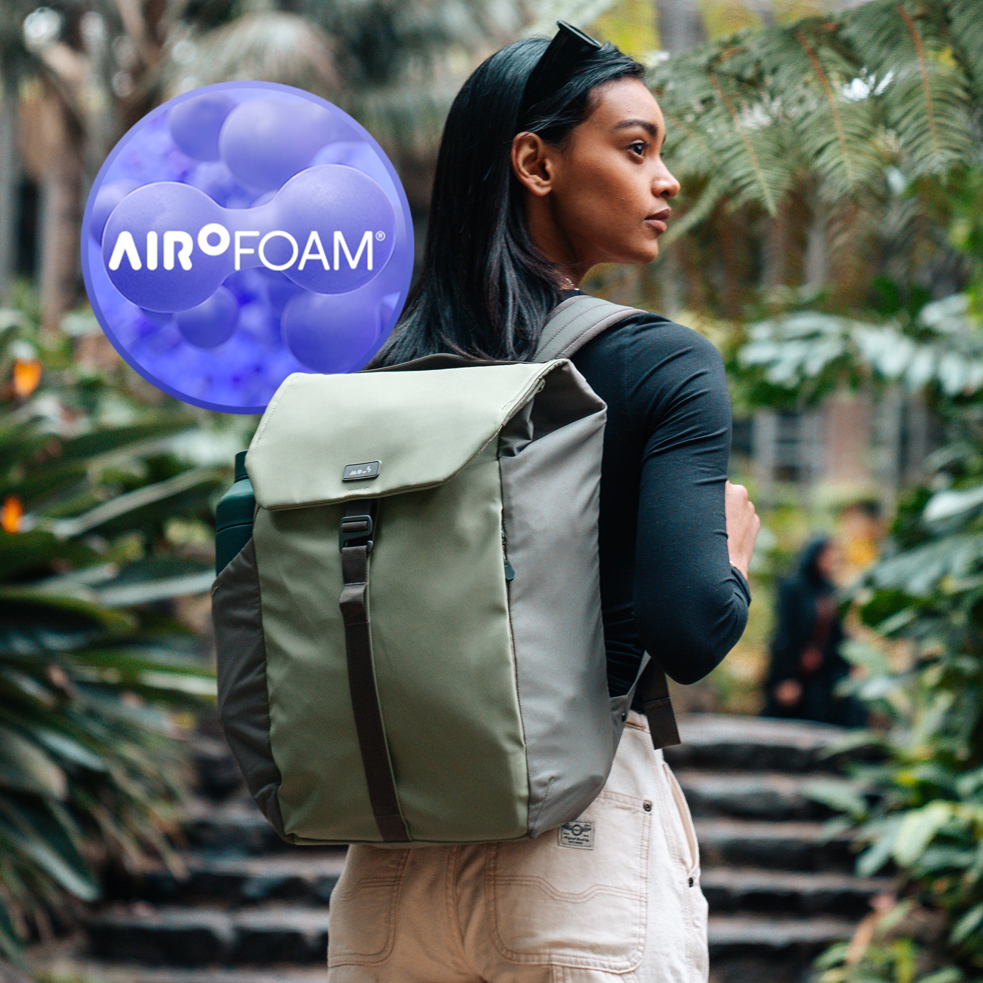 Flap Backpack with AiroFoam® Technology - Lightweight & Comfortable Sage Green Backpack for School, Travel & Outdoor Adventures