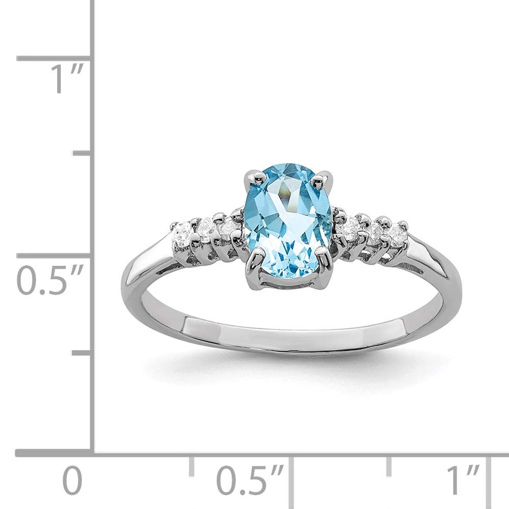925 Sterling Silver Swiss Blue Topaz & Diamond Ring for Engagement & Wedding