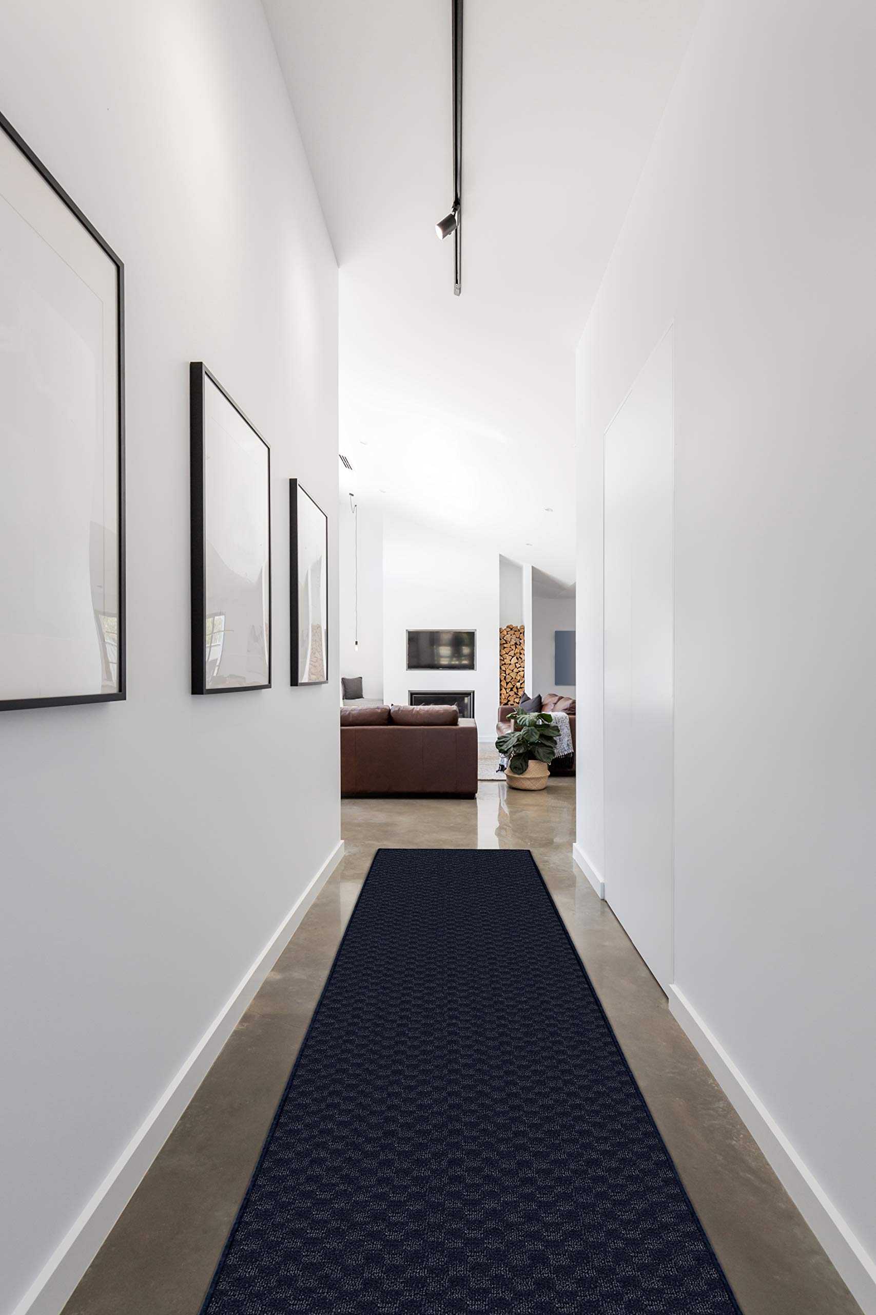 Garland Medallion Navy Blue Area Rug 2x12 Feet - Non-Slip Runner for Hallway, Entryway, or Bedroom Decor
