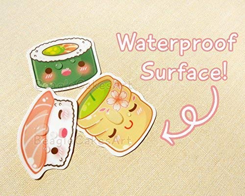 Japanese Food Stickers - Kawaii Ramen, Sushi & Mochi Vinyl Decals - Waterproof Planner & Laptop Stickers for Scrapbooking, Journals & Cute Stationery Collection