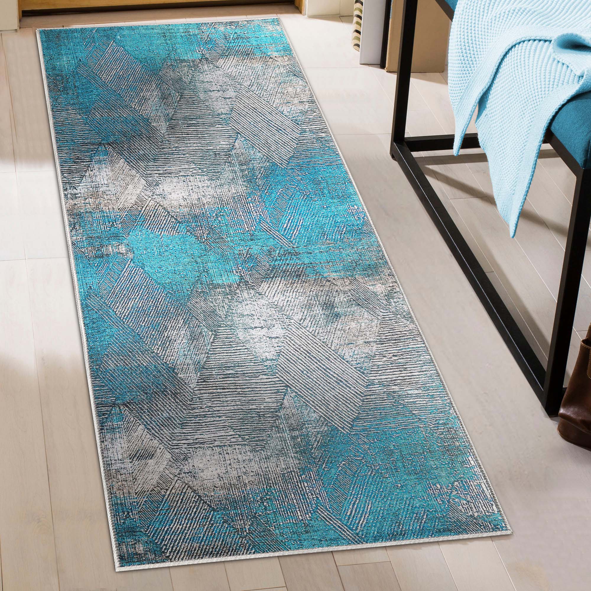 Modern Geometric Power Loomed Indoor Area Rug - Non-Slip Living Room Carpet, Bedroom Runner Rug for Home Decor - Perfect for Cozy Spaces & High-Traffic Areas