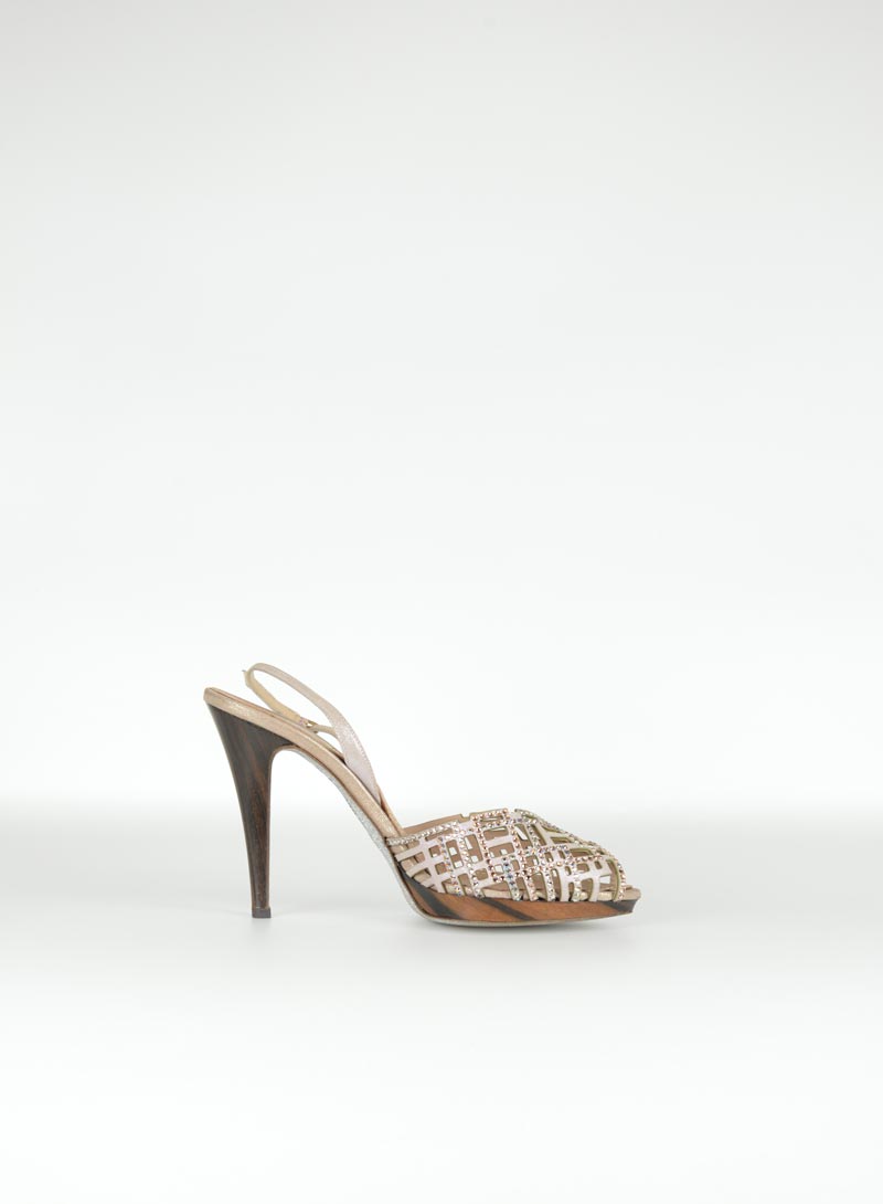 René Caovilla Champagne Suede Sandals with Swarovski Crystals - Size 38.5 | Luxury Evening Party Shoes for Women | Perfect for Weddings, Red Carpet & Special Occasions