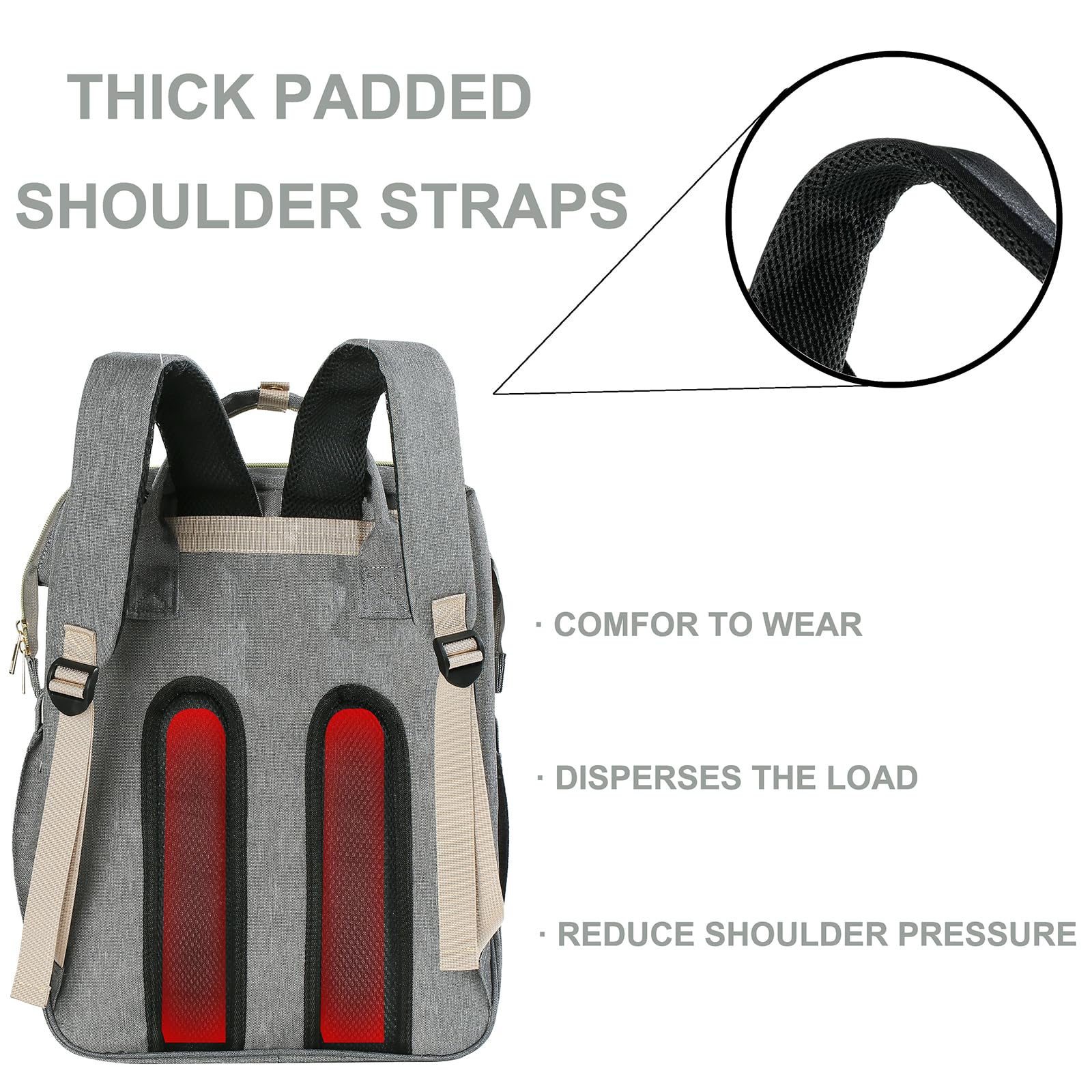 Premium Waterproof Diaper Backpack with Insulated Bottle Pockets & Foldable Changing Pad - Large Multifunctional Baby Bag for Travel, Daycare & Outings (Gray)