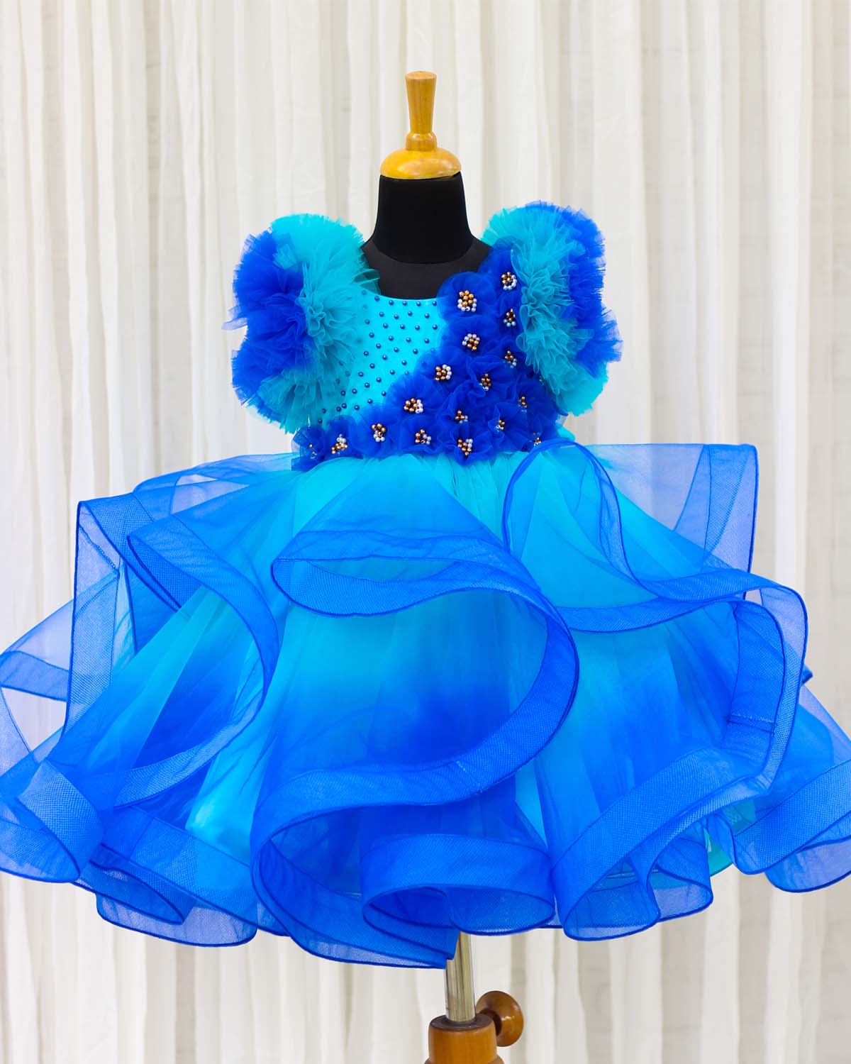 Pre-Order: Aqua Blue & Royal Blue Ombre Gradient Swirled Evening Gown - Perfect for Prom, Formal Dances & Special Occasions