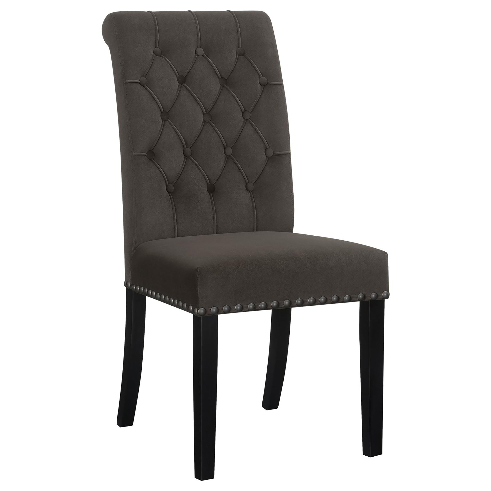 Brown and Rustic Espresso Tufted Side Chairs (Set of 2) - Upholstered Dining Chairs for Kitchen, Living Room, or Office - Comfortable and Stylish Home Decor