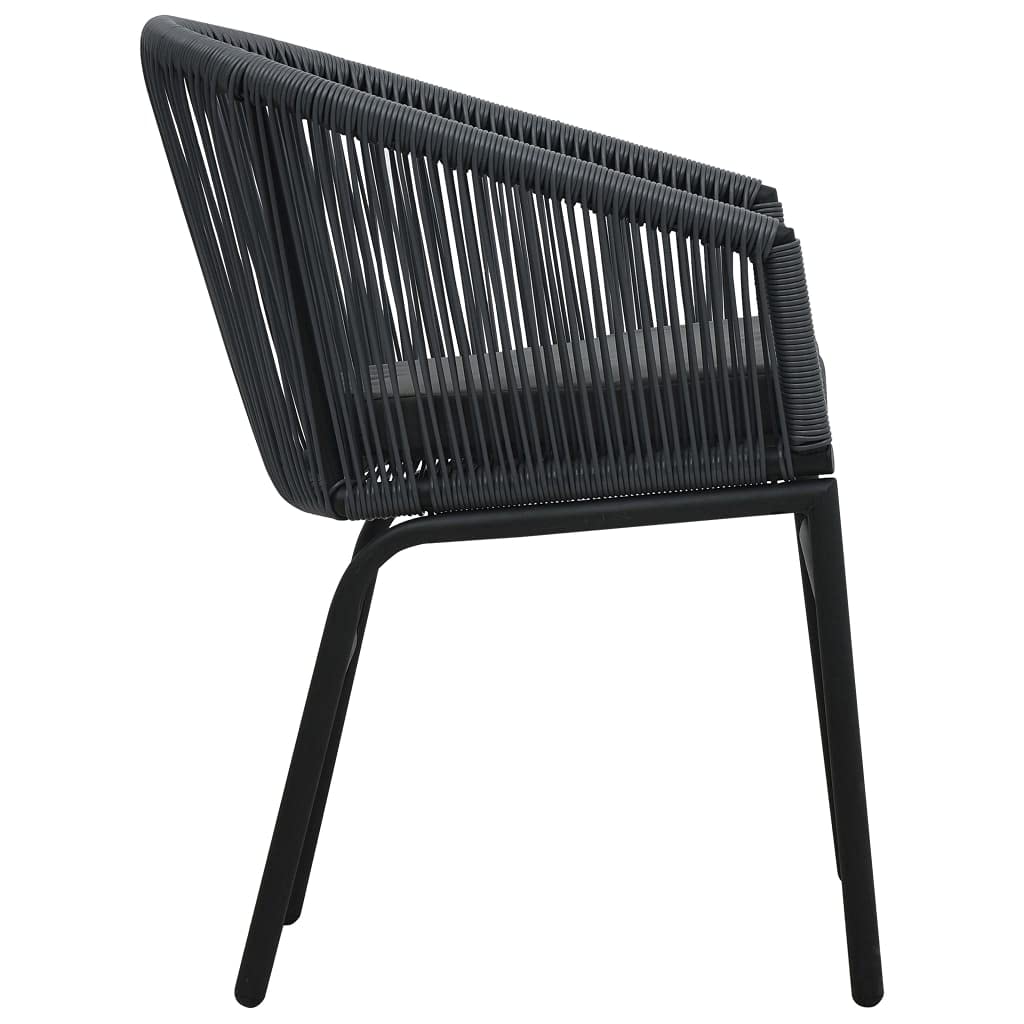 3-Piece Outdoor Bistro Set with Cushions - Patio Conversation Furniture, PVC Rattan Backyard Dining Set in Anthracite | Perfect for Garden, Balcony & Poolside Relaxation (Fast Shipping)