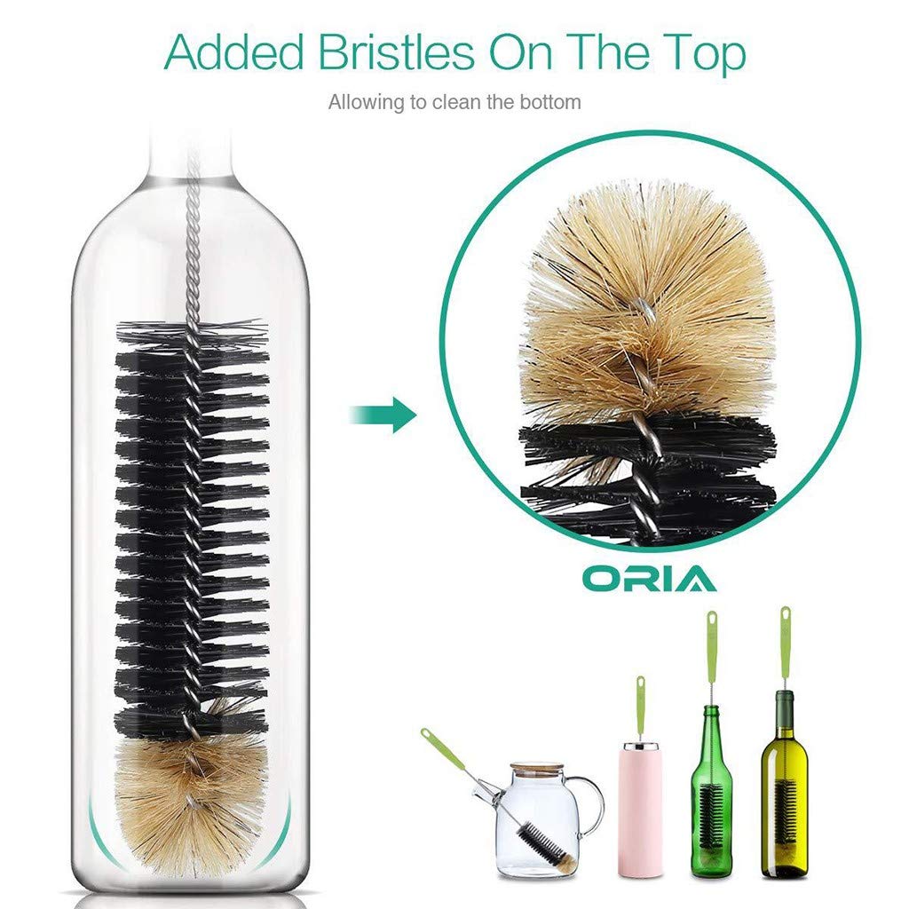 16in Flexible Bottle Brush with Long Handle - Durable Cleaning Brush for Narrow Neck Bottles, Baby Bottles, Flasks, Pitchers & Vases - Perfect for Kitchen, Baby Care, Bird Feeders & Home Cleaning
