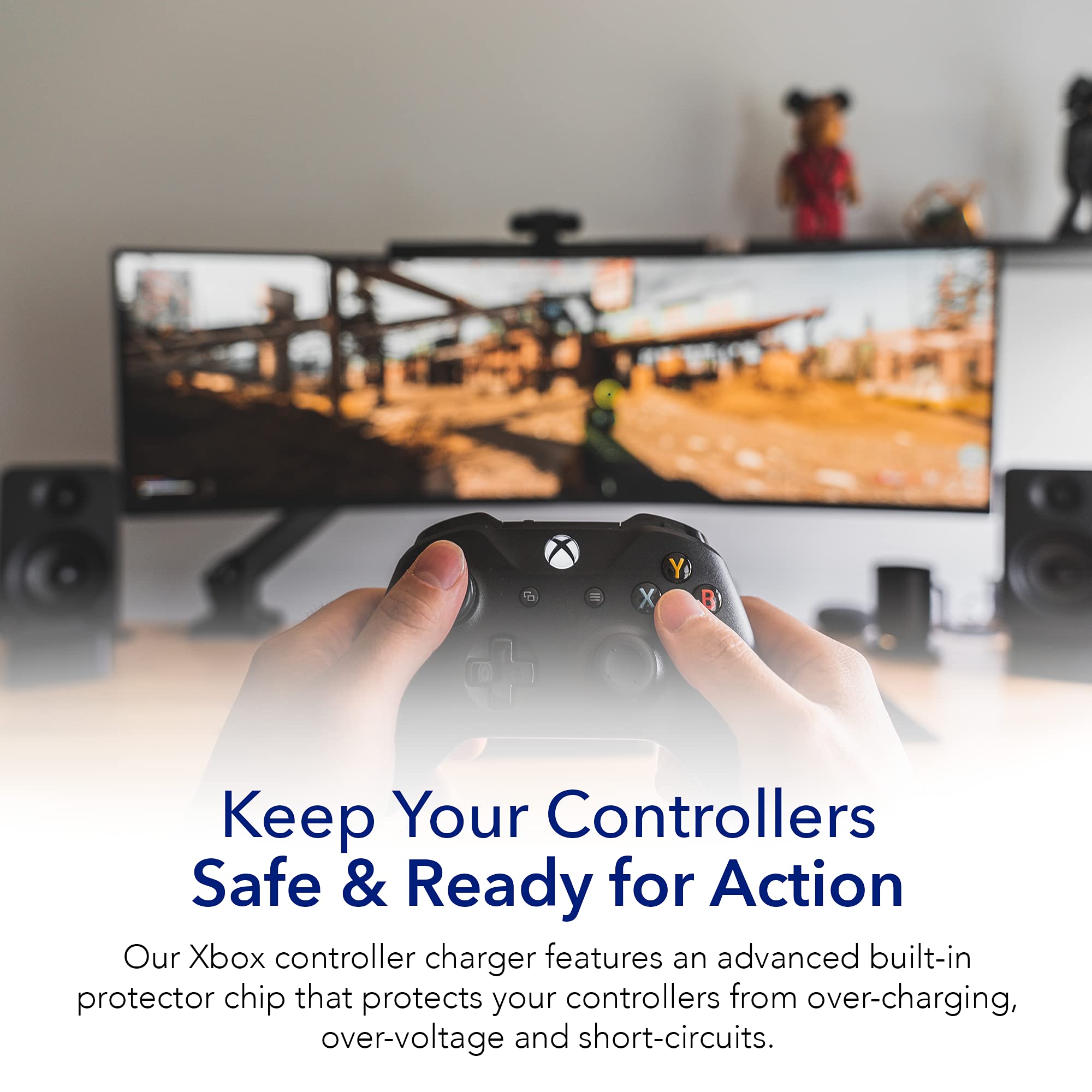Dual Xbox One Controller Charging Station - Fast Charging Dock with USB Cable & LED Indicator - Compatible with Xbox One S/X Controllers - Wireless Charger for Gaming Setup (Horizontal) - Perfect for Multiplayer Gaming & Home Entertainment