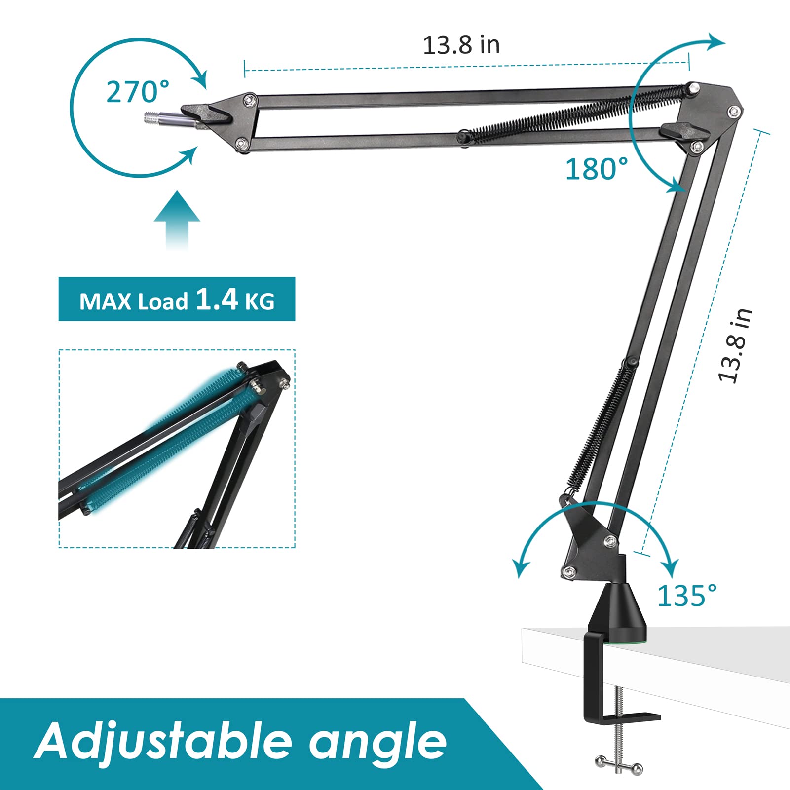 Razer Seiren X Wall Mount Boom Arm - Adjustable Microphone Holder for Razer Seiren X Mic, Vertical Surface Mount with 360° Swivel - Space Saving Studio & Gaming Setup for Streamers & Podcasters