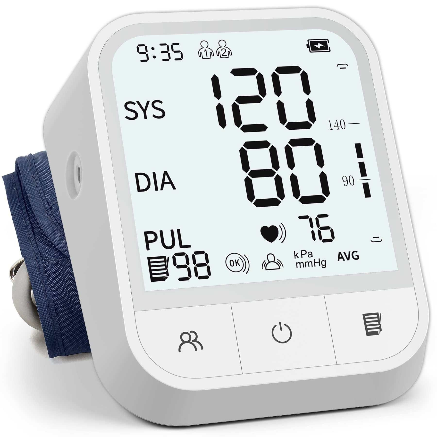 Automatic Upper Arm Blood Pressure Monitor with Adjustable Cuff, Backlit Display & 198 Memory - Home Use, Travel & Clinic Storage Bag Included