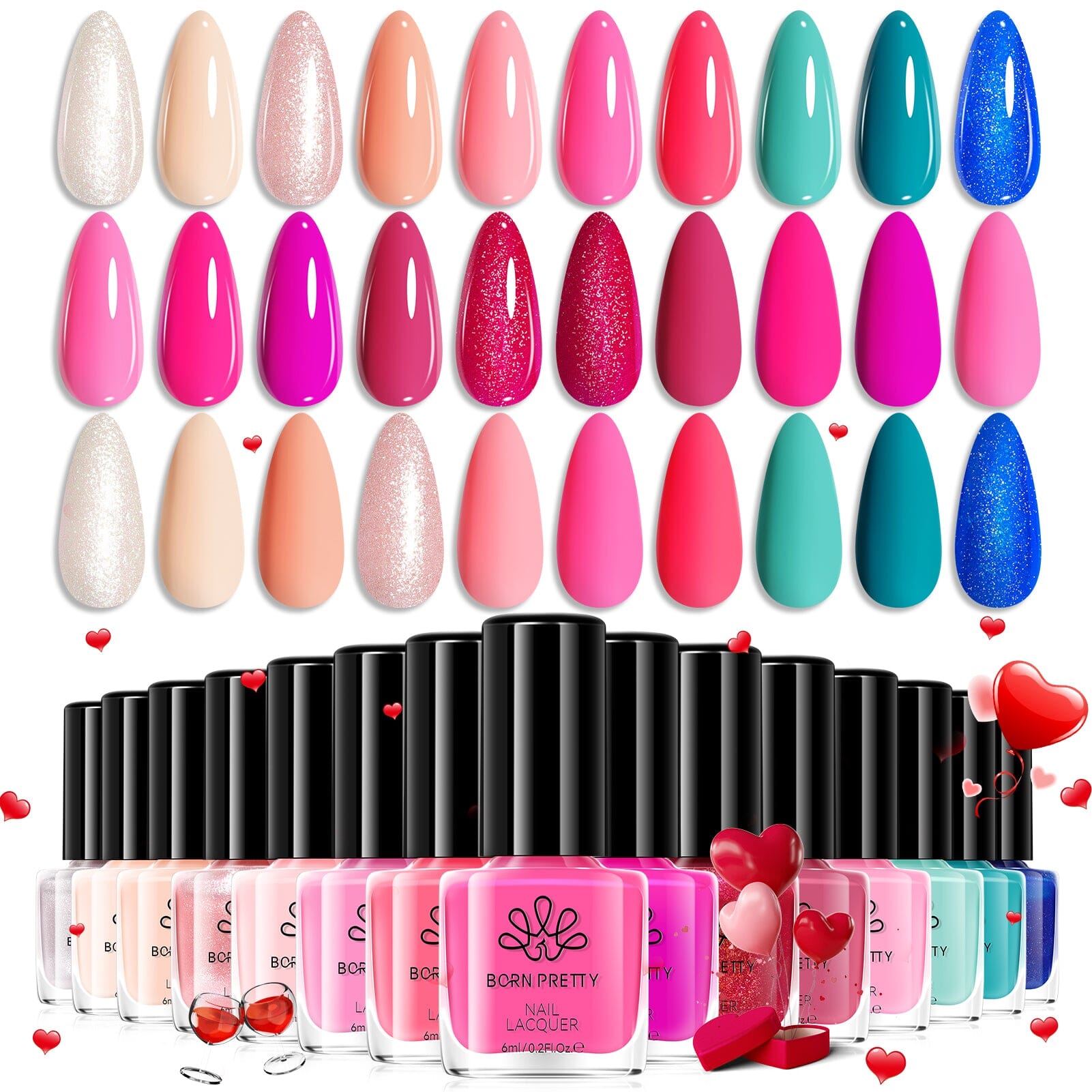 15 Colors Long Lasting Nail Polish Set - Valentine's Day Gift Collection (6ml) for Manicure, Pedicure & Nail Art - Perfect for Parties, Weddings & Special Occasions