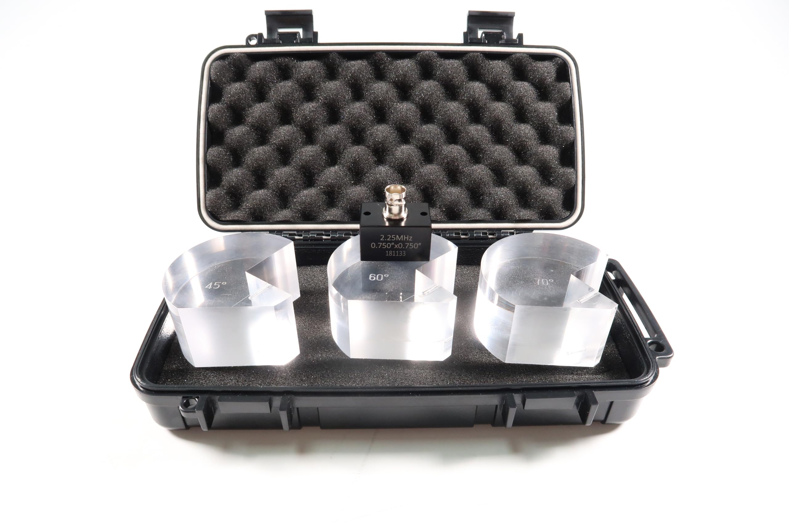 AWS Angle Beam Probe (0.75x0.75 Inch) - Standard Crystal & Piezo Ultrasonic Flaw Detector with 70/60/45° Wedge for NDT Testing | Industrial Pipe & Weld Inspection Equipment
