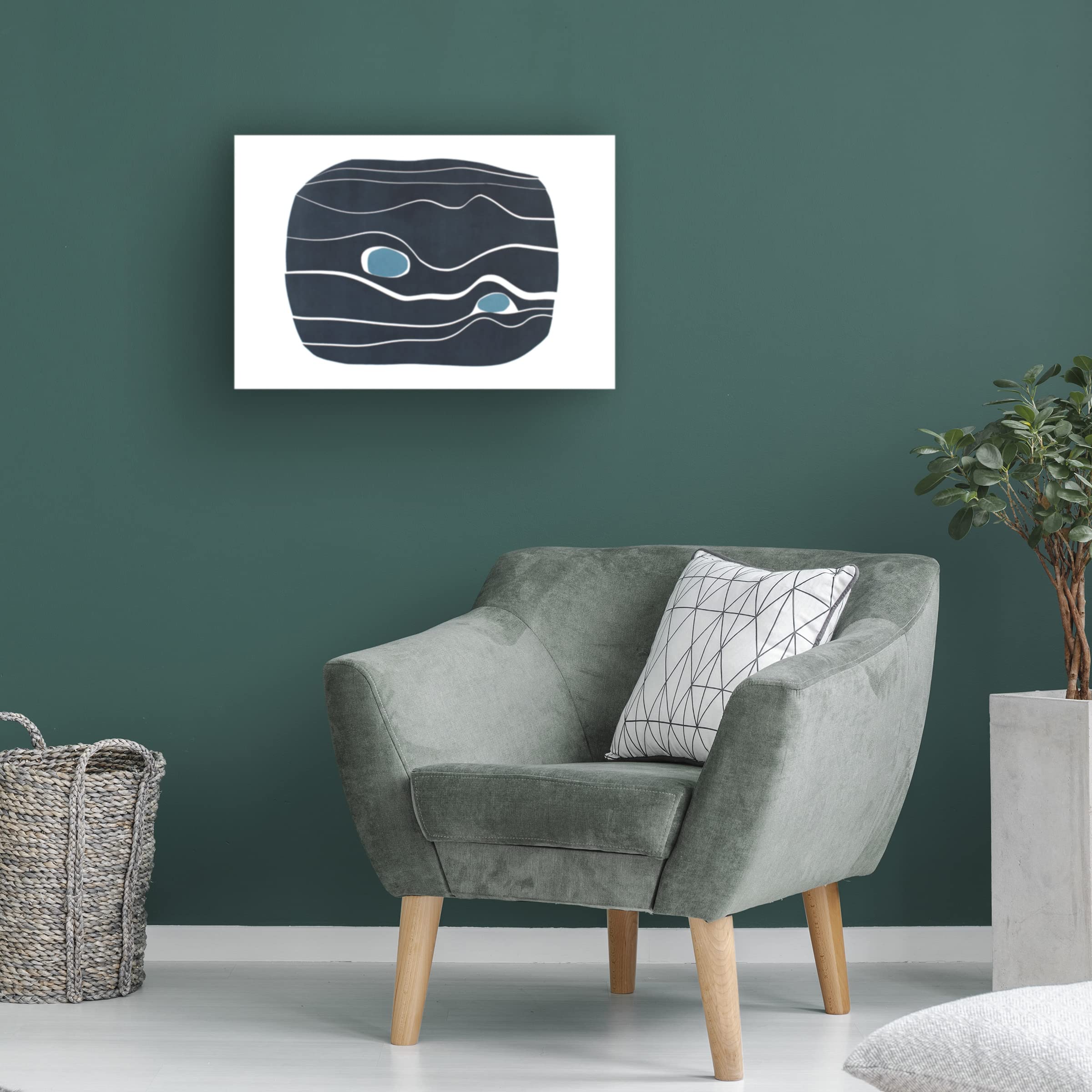 Rob Delamater 'River Stones I' Canvas Wall Art Print - Modern Nature Landscape Painting for Living Room, Bedroom & Office Decor