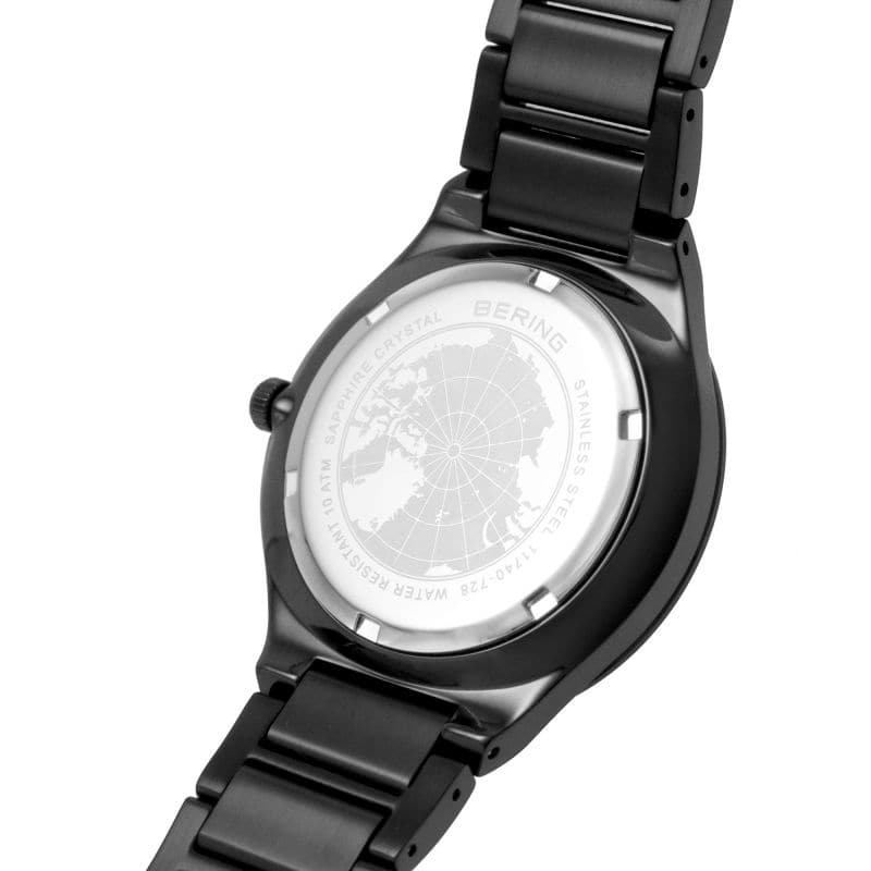 BERING 11740 728 Classic Brushed Black Green Dial Men's Watch - Stylish & Durable Timepiece for Business, Casual & Outdoor Activities