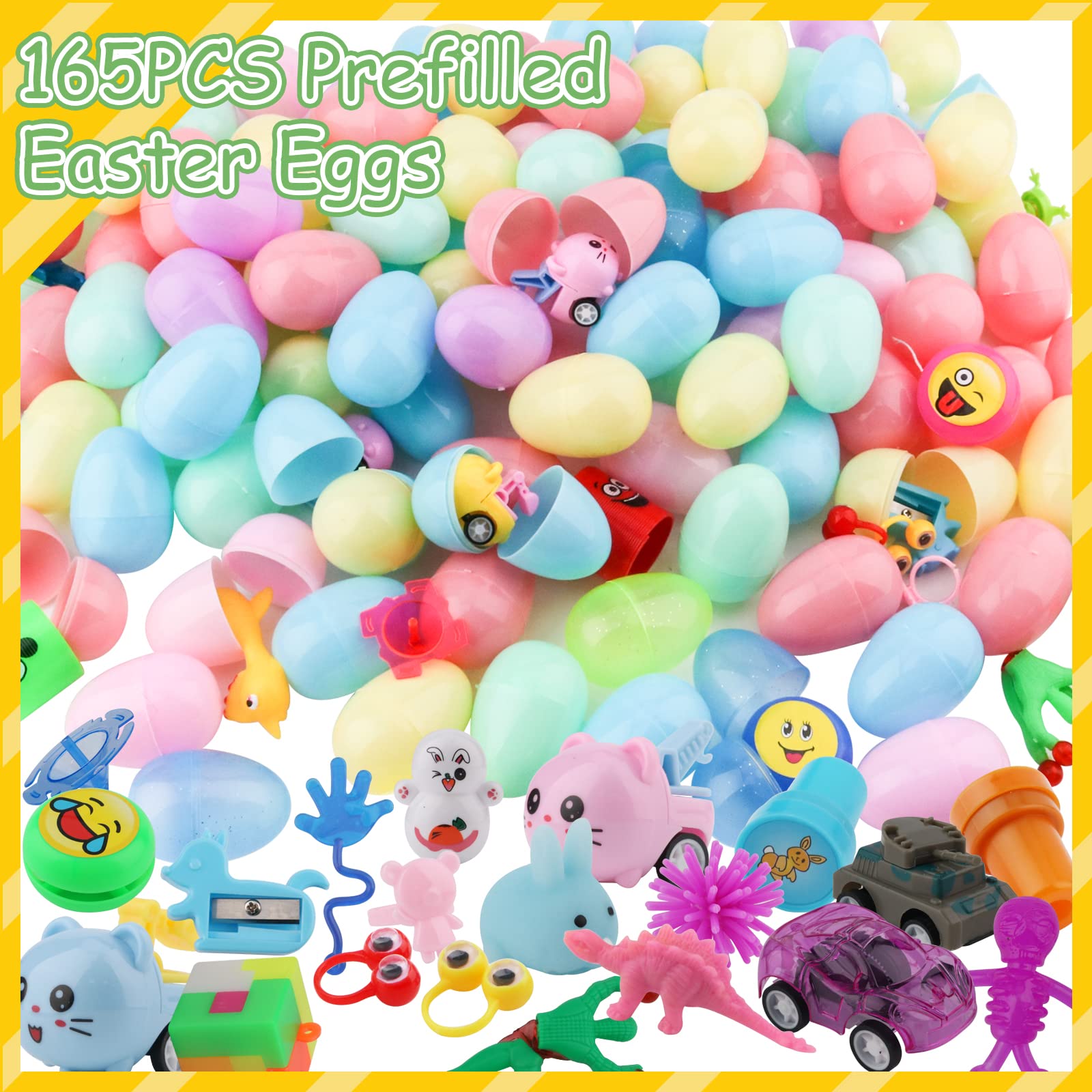155 PCS Prefilled Easter Eggs with Assorted Toys Inside - Easter Basket Stuffers for Kids, Easter Egg Hunt Prizes, Classroom Party Favors - Perfect for Easter Celebrations, Egg Hunts & Kids' Activities