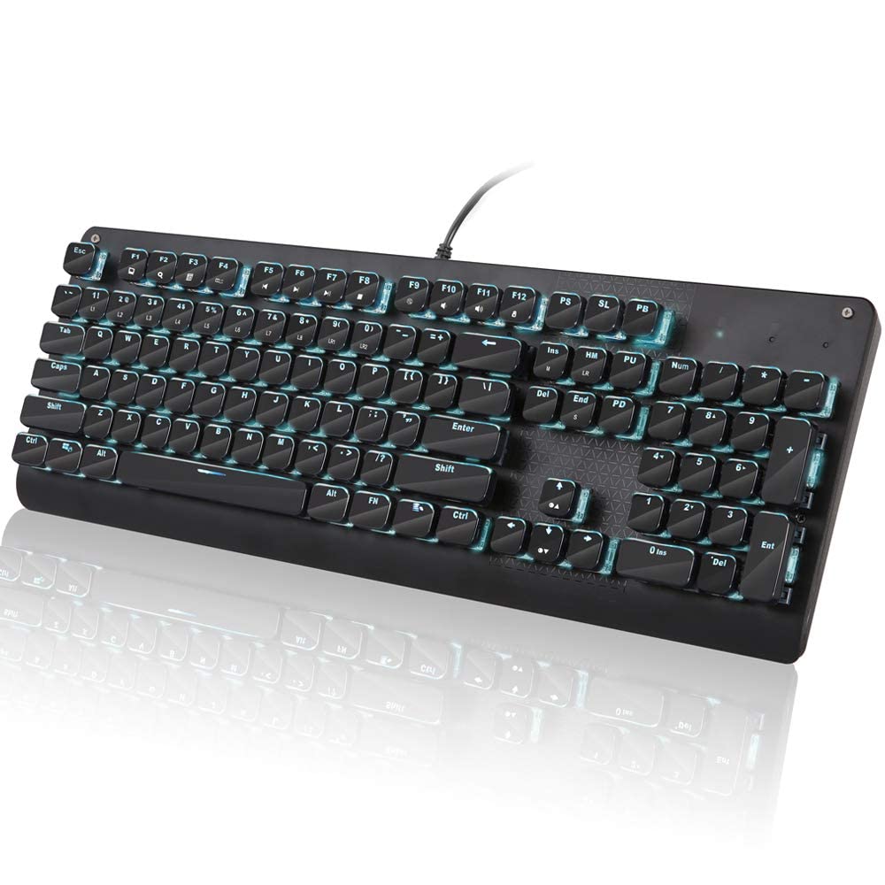 E-YOOSO K600 Mechanical Gaming Keyboard - 104 Keys LED Backlit, Crystal Keycap (Blue Switch) - Perfect for PC Gaming, Office Work & Typing