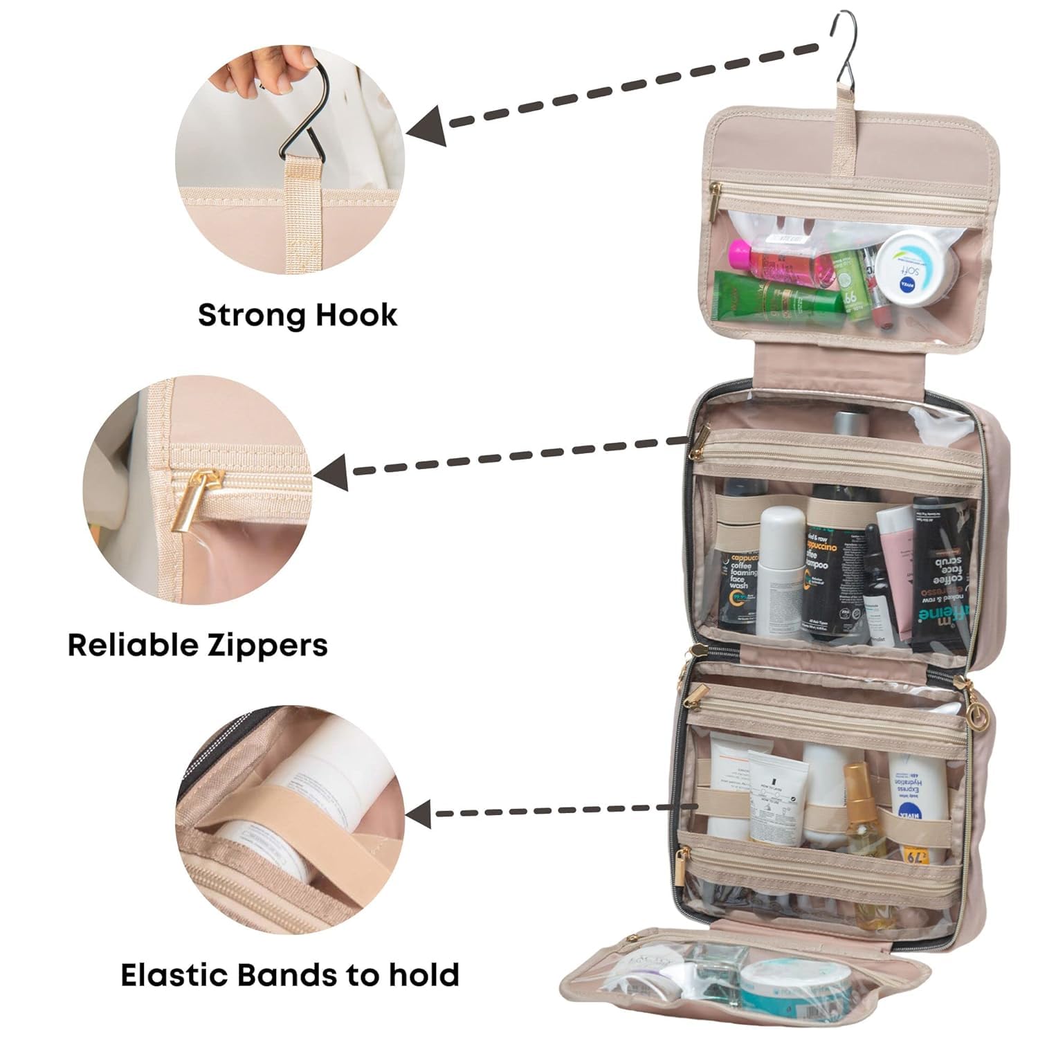 AVENUX Waterproof Hanging Toiletry Bag for Travel - Medium Size for Cosmetics & Toiletries