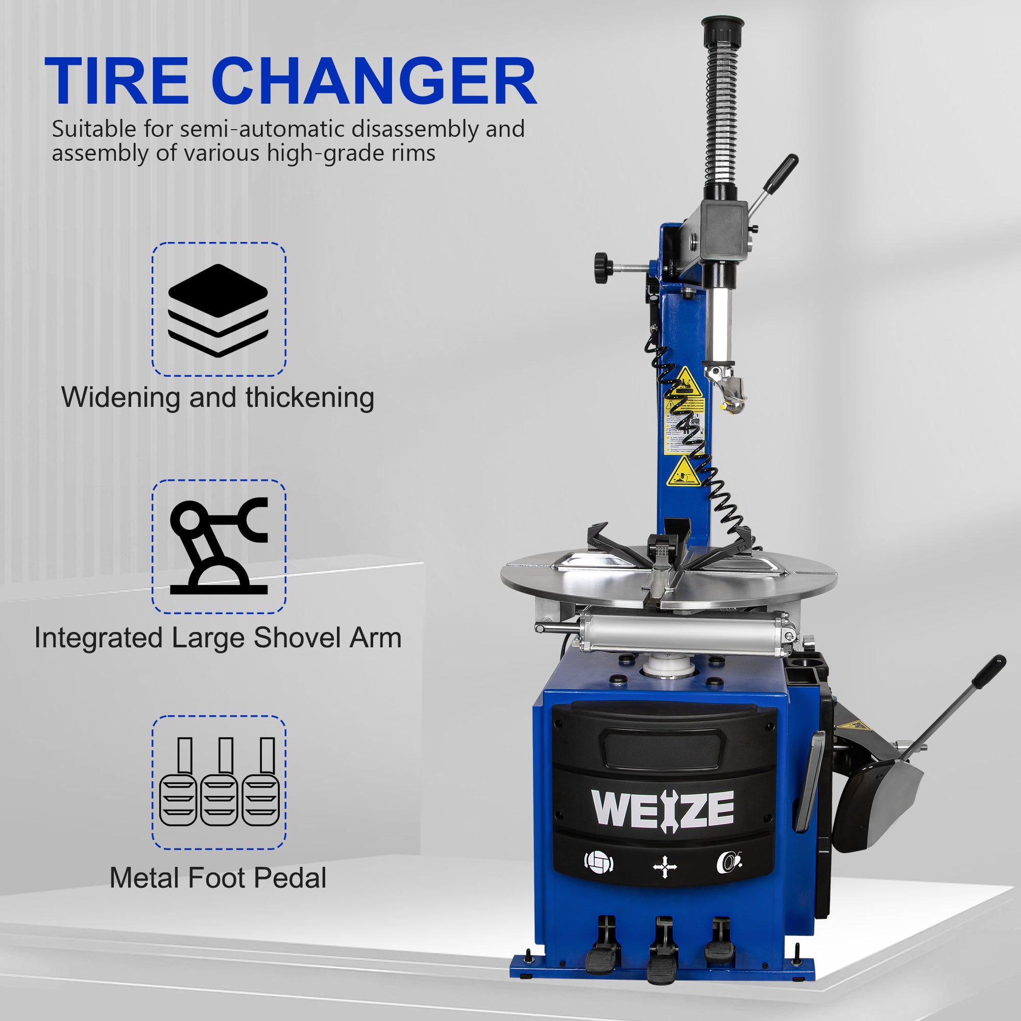 WEIZE 2.0 HP Swing Arm Tire Changer & Wheel Balancer Combo - Professional Automotive Tire Machine for Car, Truck & Motorcycle Repair Shops & Home Garages