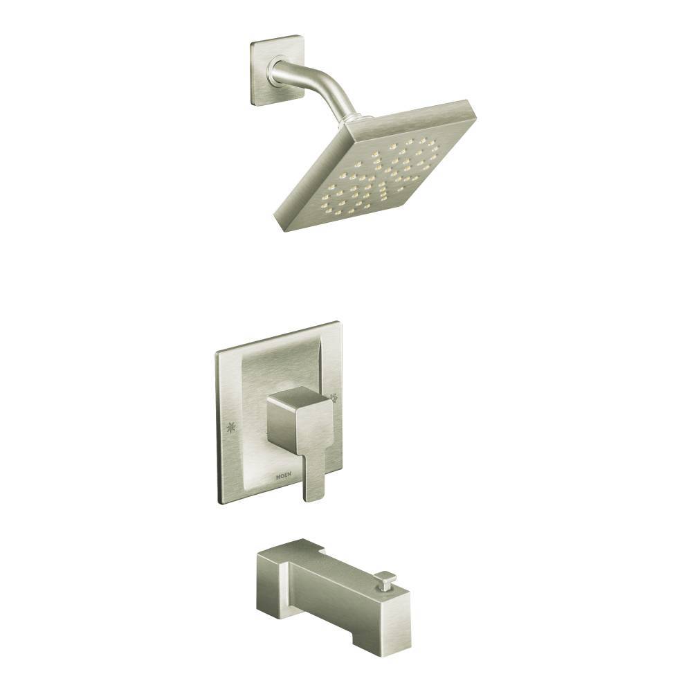 Moen TS2713EPBN 90 Degree Posi Temp Eco Performance Tub and Shower Trim in Brushed Nickel - Water-Saving Bathroom Fixture for Modern Homes