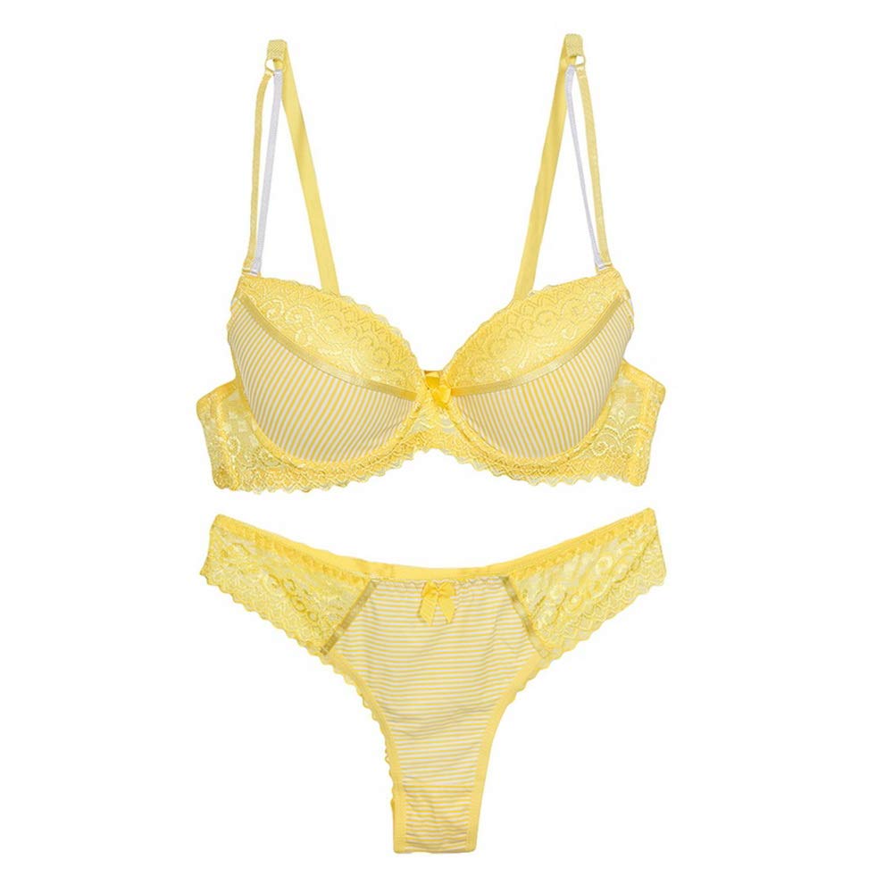 Swbreety Women's Lace Bra and Panty Set - Striped Lingerie with Bowknot & Underwire - Sexy Comfort for Everyday Wear, Date Night, and Special Occasions