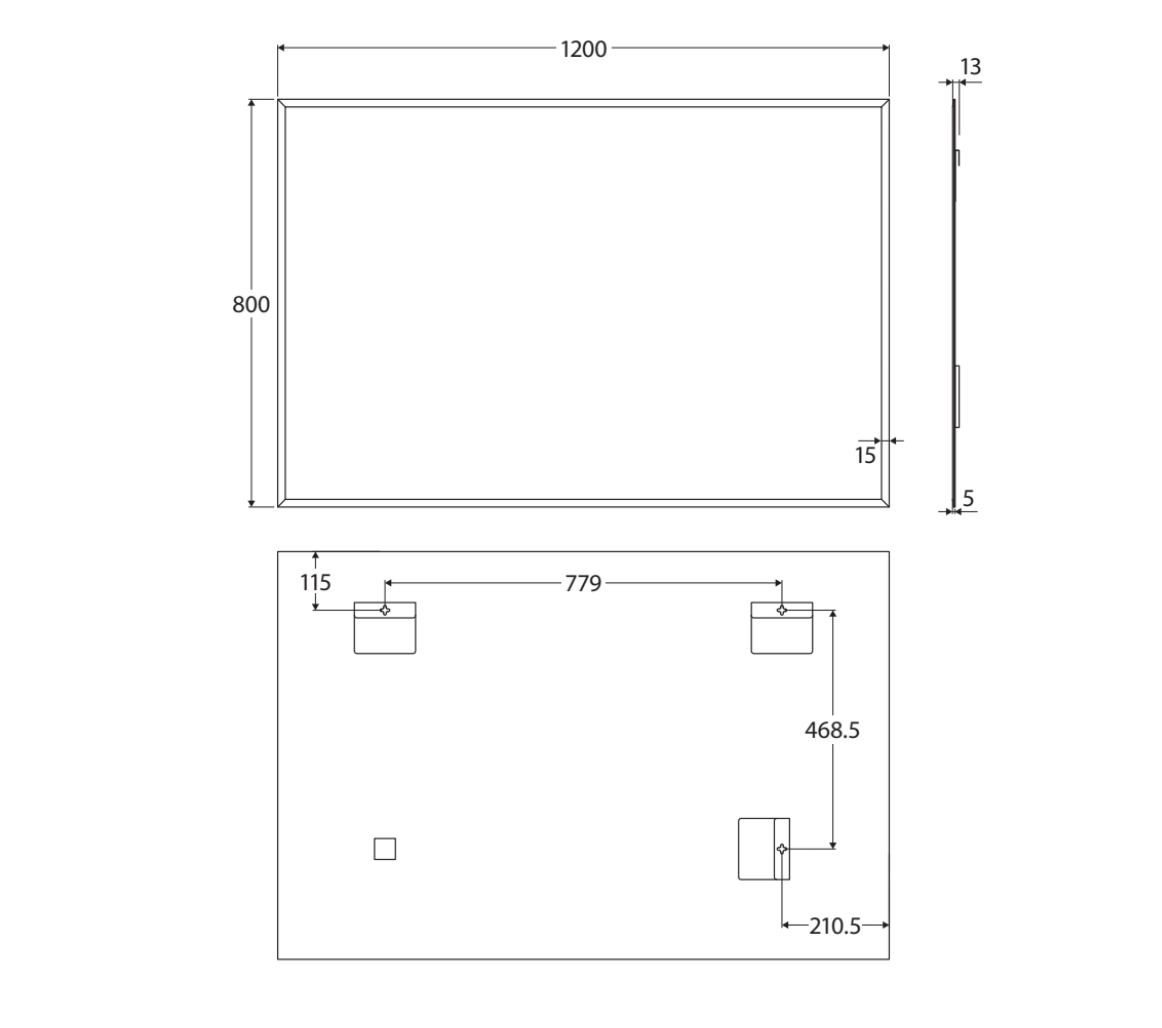 Fienza BEM 12080 Bevel Edge Rectangular Mirror 47