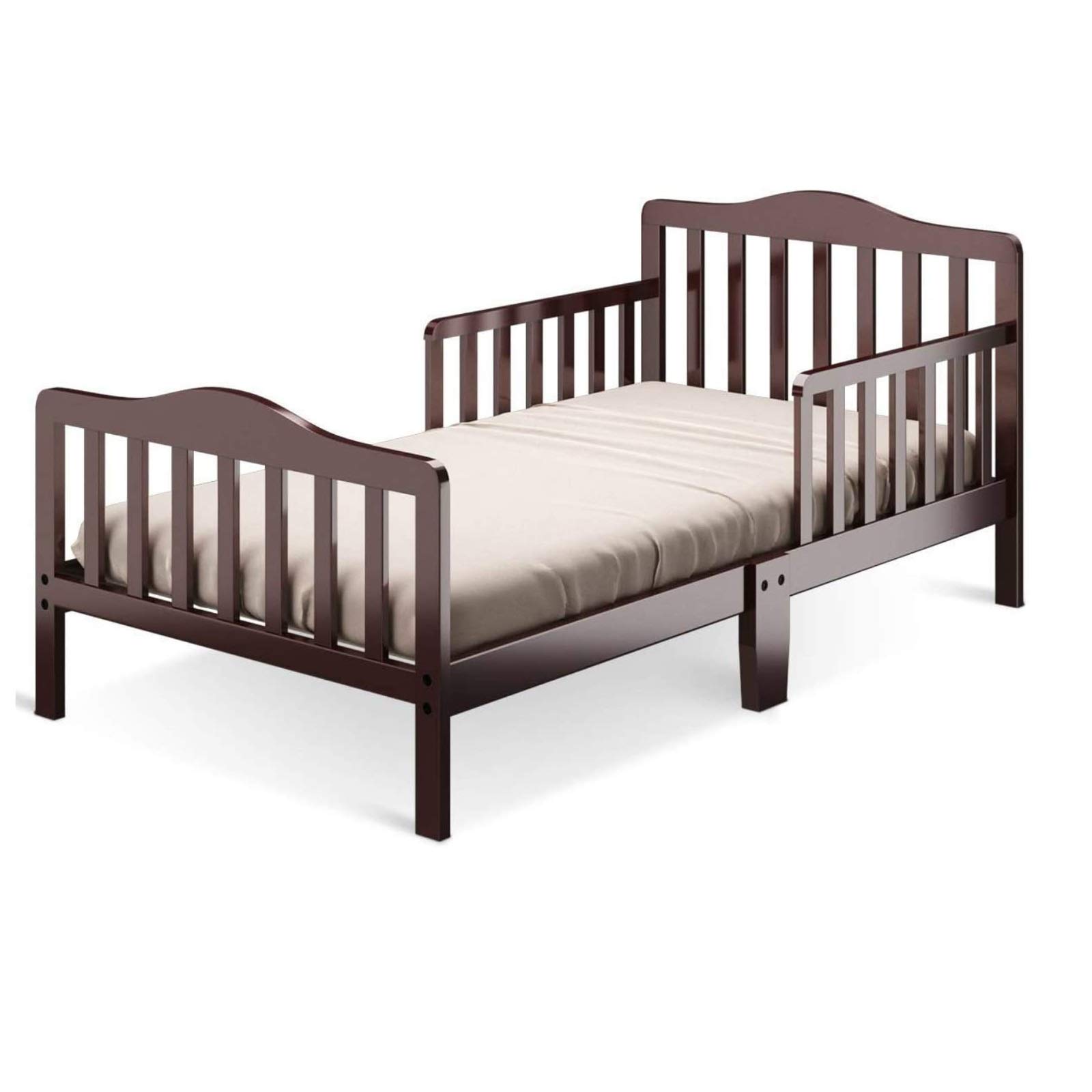 Costzon Wood Toddler Bed with Safety Guardrail - Low Floor Design for Boys & Girls, Perfect for Nursery & Kids' Bedroom