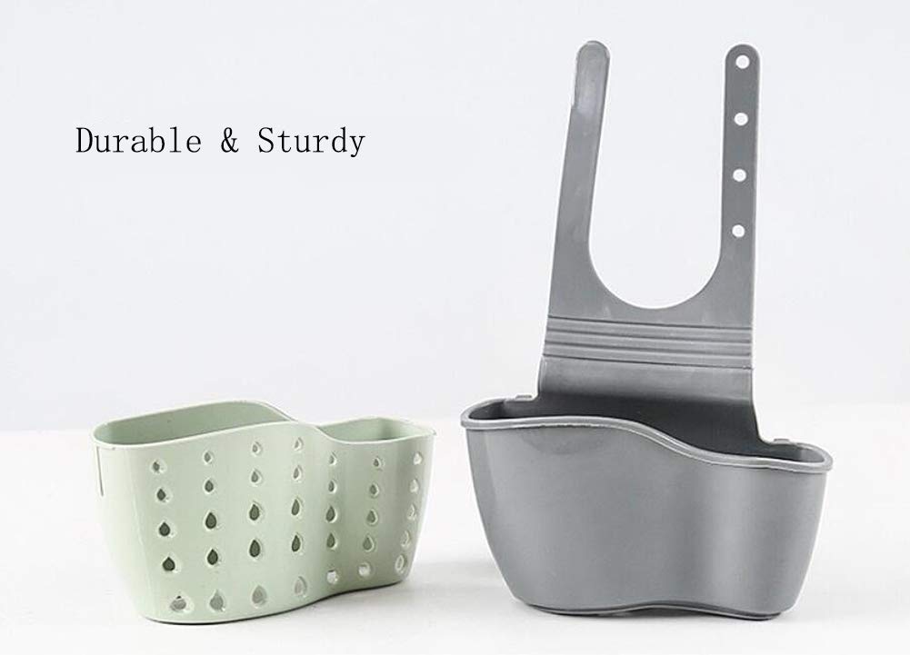 2-Pack Beige Kitchen Sink Organizer - Sponge & Soap Holder Caddy Basket for Faucet - Perfect for Cleaning Supplies Storage in Small Spaces (Dishwashing, Bathroom, RV Use)