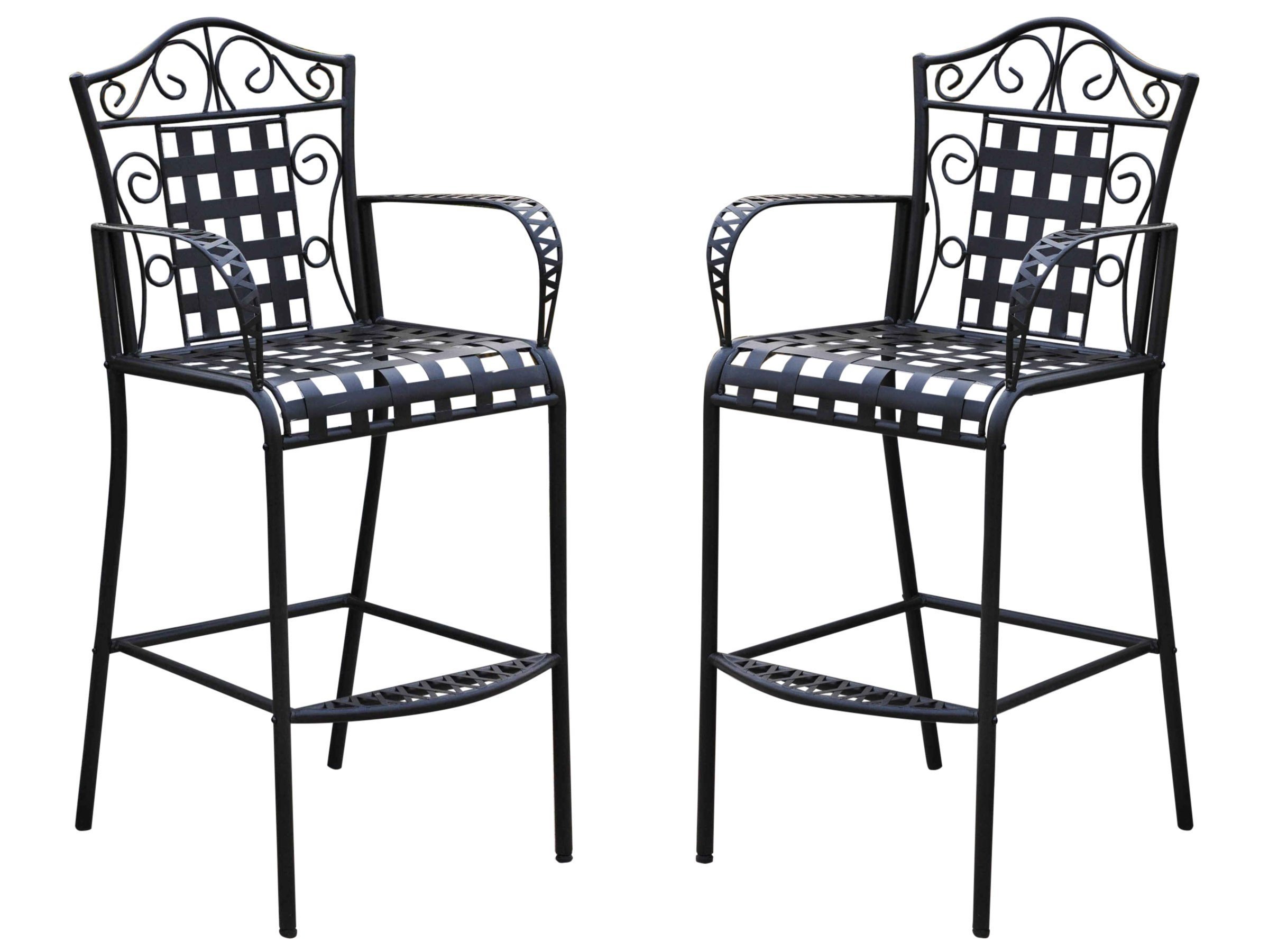 Set of 2 Mandalay Iron Bar Height Chairs - 30