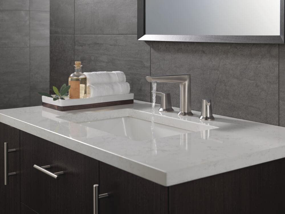 Delta Galeon 3-Hole Widespread Bathroom Faucet in Brushed Nickel - Diamond Seal Technology & Lumicoat Stainless Finish (Model 3571-SS-PR-MPU-DST) - Perfect for Modern Bathroom Sinks, Vanities, and Powder Rooms