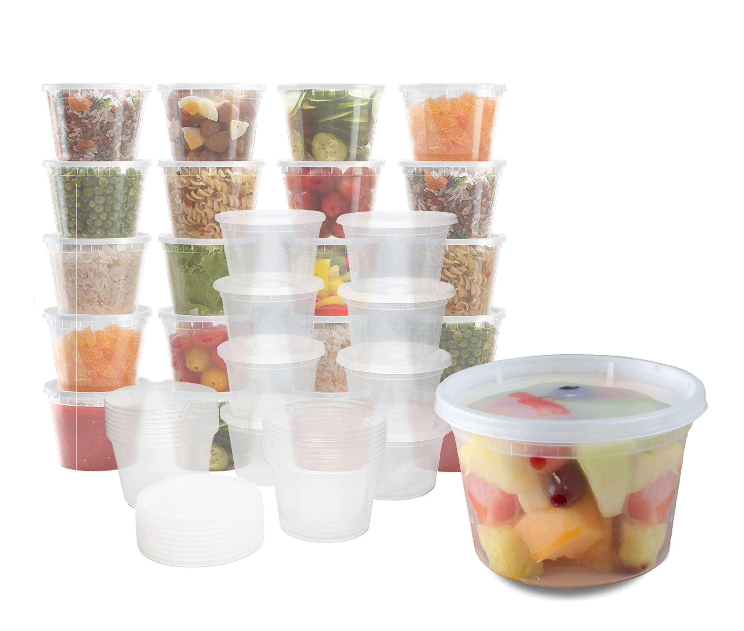 BPA-Free Plastic Food Storage Containers with Lids (16 oz, 40 Pack) - Leakproof Deli Cups for Meal Prep, Leftovers & Portion Control - Durable Takeout Containers for Restaurants, Catering & Home Use