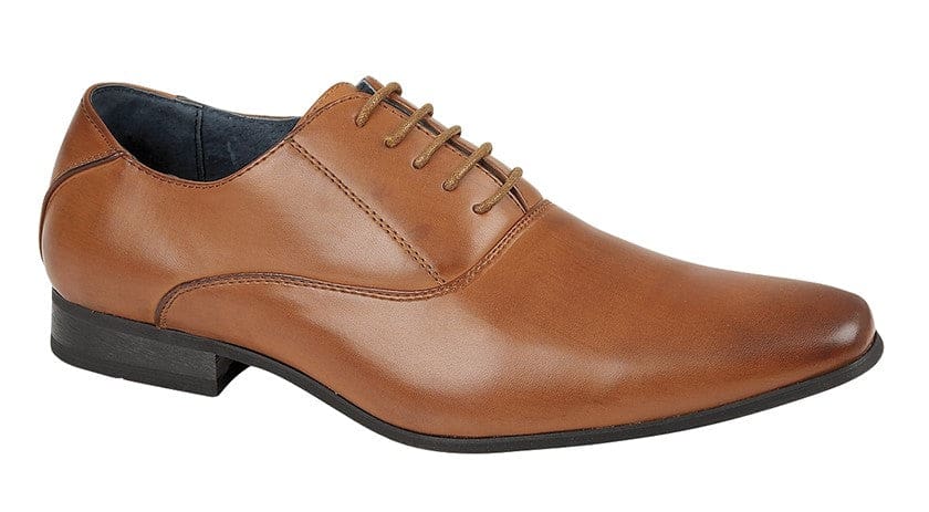 Men's Tan 5-Eyelet Plain Oxford Dress Shoes - Classic Formal Lace-Up for Business, Office & Wedding Occasions