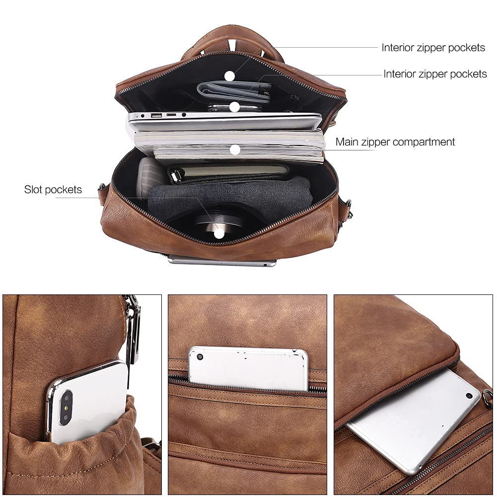 CLUCI Women's Leather Backpack Purse - Large Travel Backpack with Tassel & Two-Tone Brown Design - Stylish Shoulder Bag for Work, College & Weekend Getaways