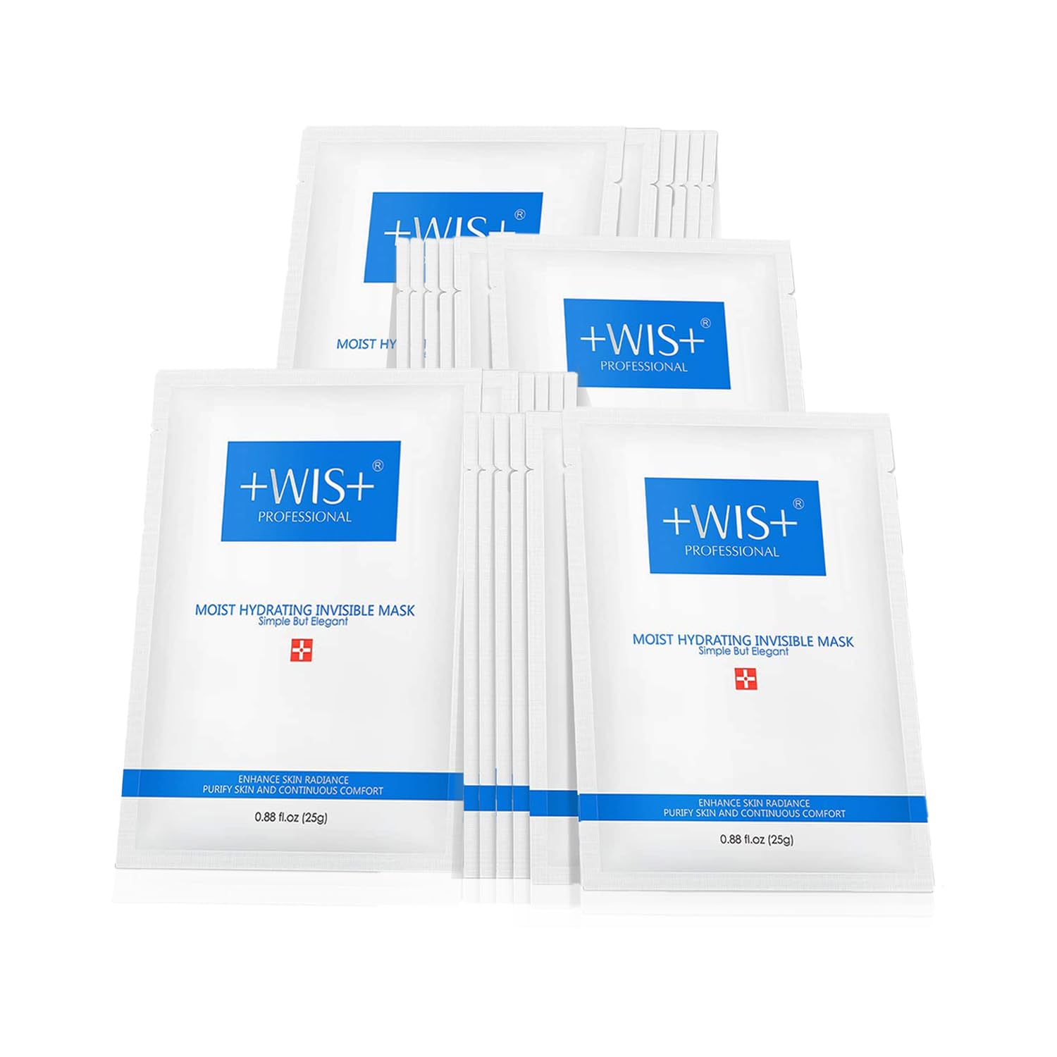 WIS Intensive Hydrating Face Masks 24 Pack with Hyaluronic Acid & Collagen - Deep Moisturizing Sheet Mask for Dry & Sensitive Skin, Pore Minimizing & Skin Elasticity Improvement - Perfect for Daily Skincare Routine & Spa Night Self Care