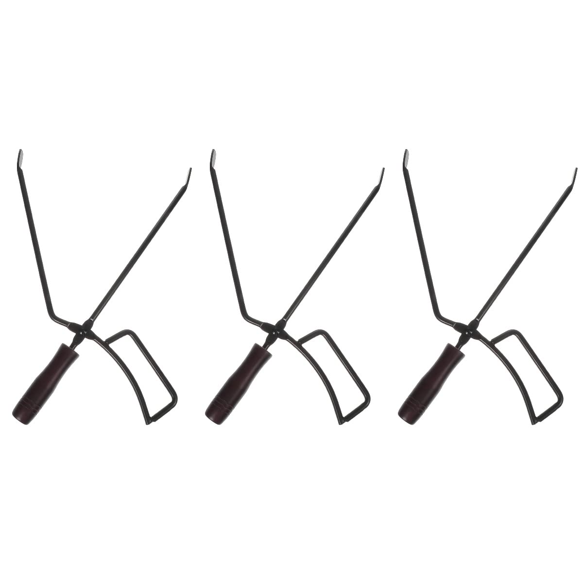 Happyyami 3-Piece Heavy Duty Fireplace Tongs Set - Log Grabber & Fire Pit Tool for Wood Fired Oven, BBQ Grill, Camping & Outdoor Fireplace Accessories