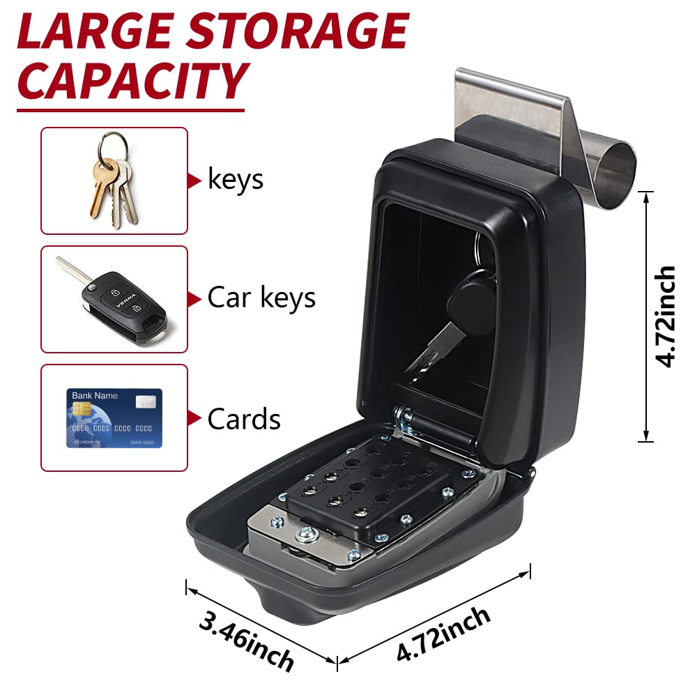 Portable Car Key Lock Box - Heavy Duty Waterproof Vehicle Anti-Theft Storage for Turo, Ride Share & GetAround - Secure Window Punch Button Design with Large Capacity - Perfect for Car Rental Services, Parking Security & Emergency Key Storage