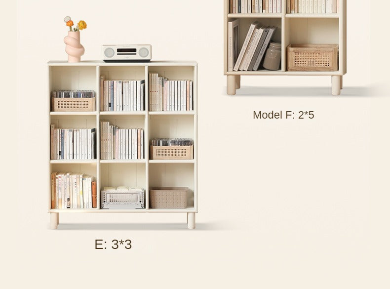 Poplar Solid Wood Bookcase - Free Combination Cream Style Bookshelf for Living Room, Bedroom & Office Storage