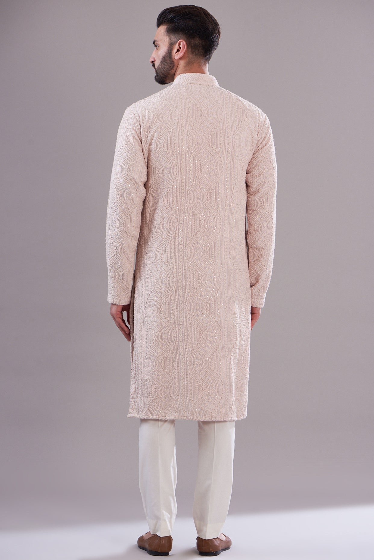 Elegant Powder Pink Embroidered Kurta for Women | Traditional Indian Thread Work Tunic | Perfect for Festivals, Weddings & Casual Wear