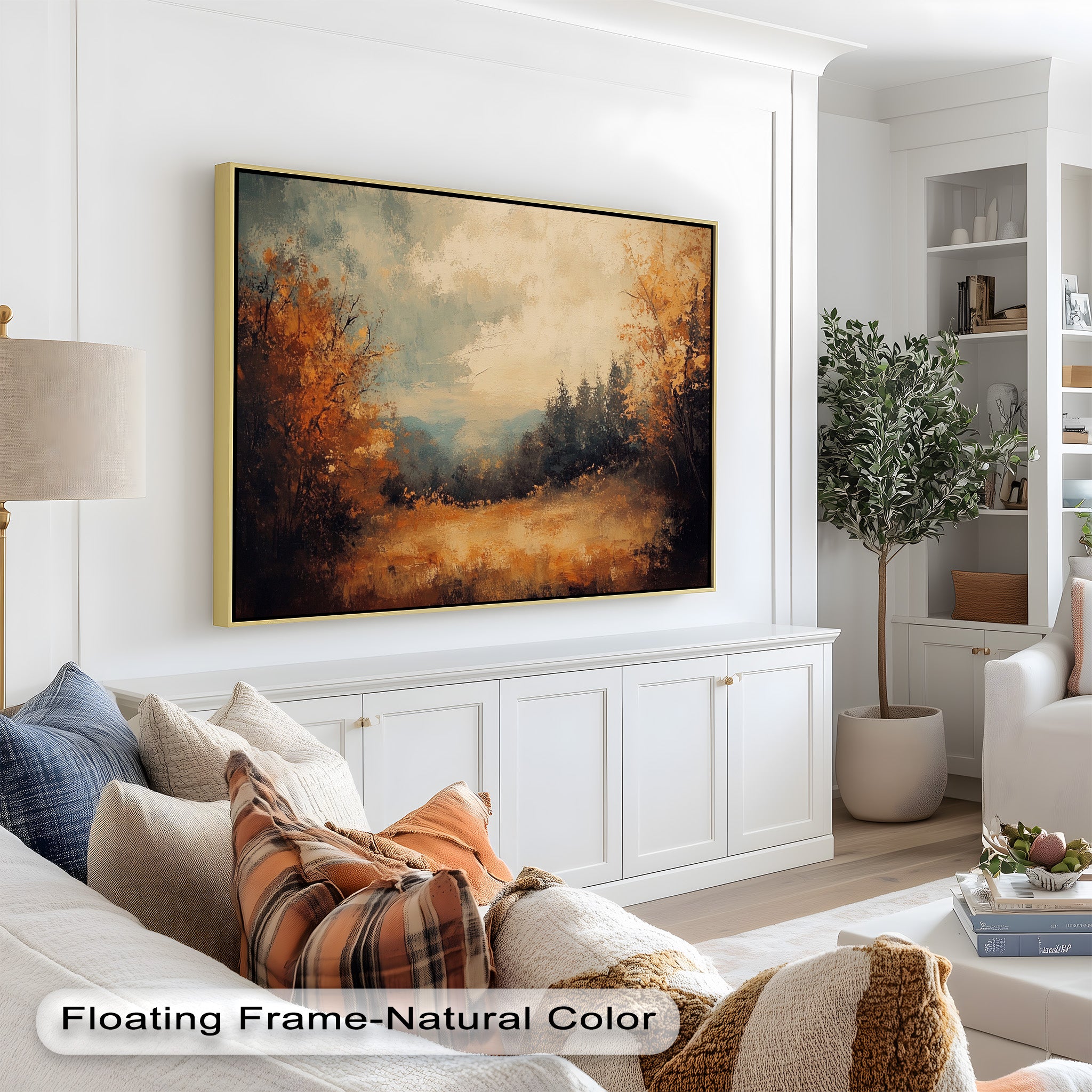 Autumn Forest Landscape Framed Oil Painting - Handmade Canvas Art for Living Room, Bedroom & Office Decor