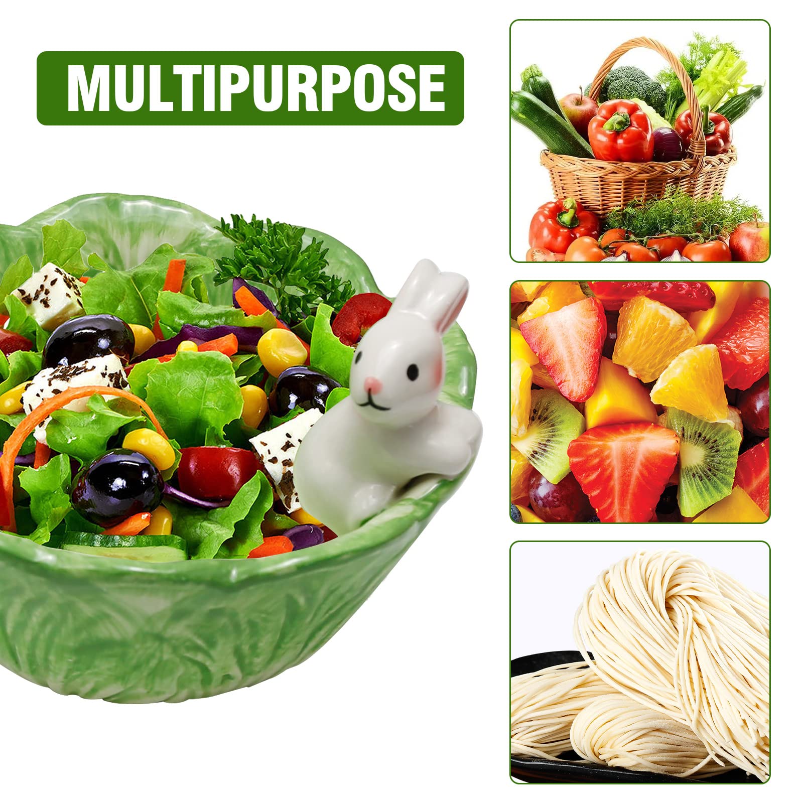 VIKKSAER Cute Bunny Ramen Bowl - Ceramic Salad Bowl for Kitchen & Easter Gifts