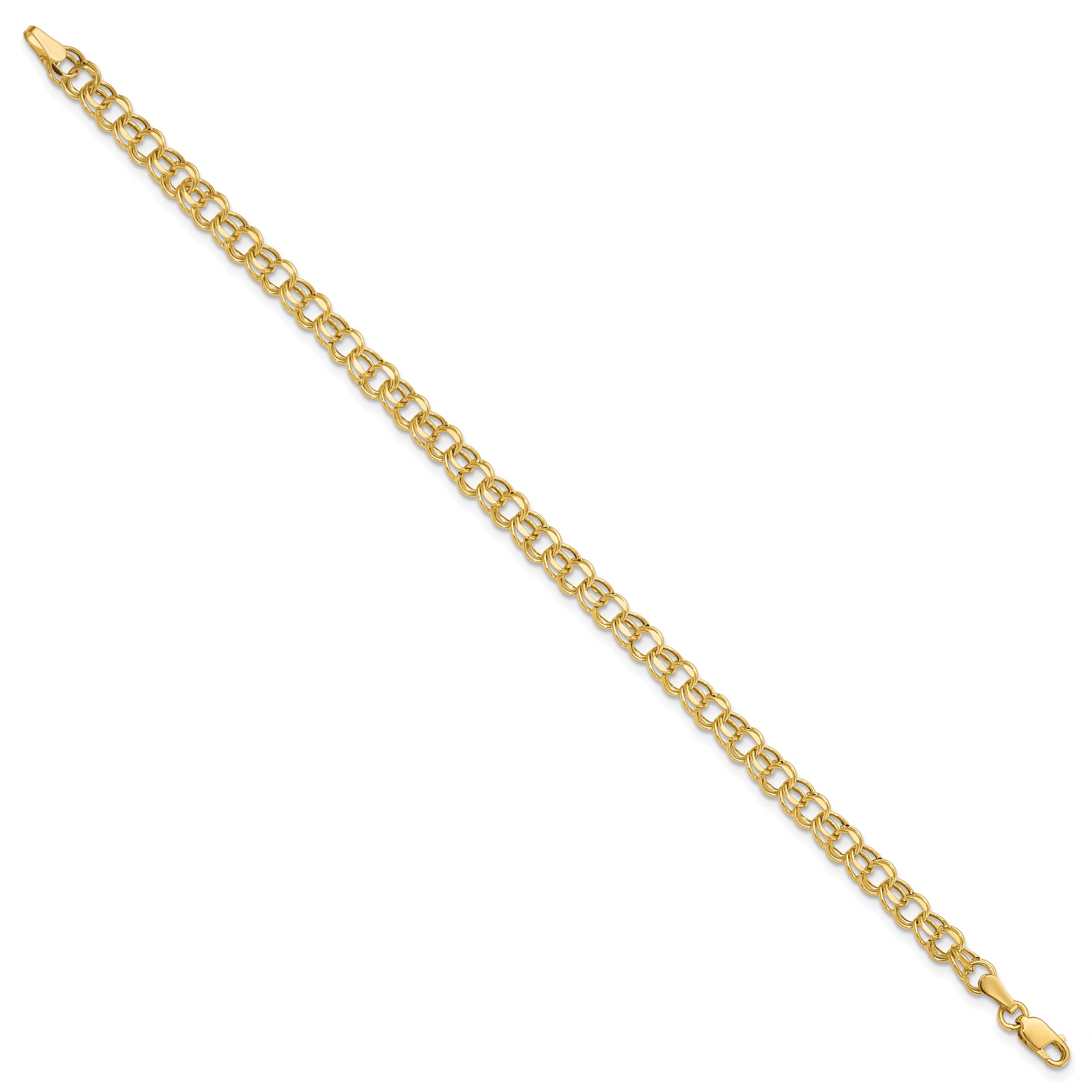 14K Solid Yellow Gold 4.5mm Double Link Chain Charm Bracelet for Women | Elegant Layering Jewelry for Everyday Wear & Special Occasions | IceCarats Fine Jewelry
