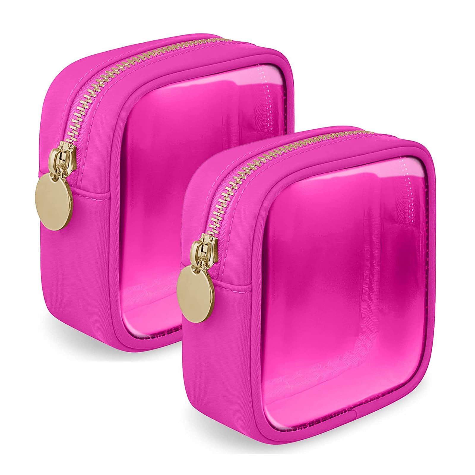 2PCS Mini Clear Makeup Bag for Women & Girls - Small Waterproof Cosmetic Travel Pouch Organizer, Nylon Toiletry Bag for Purse, Gym, Vacation & Everyday Use