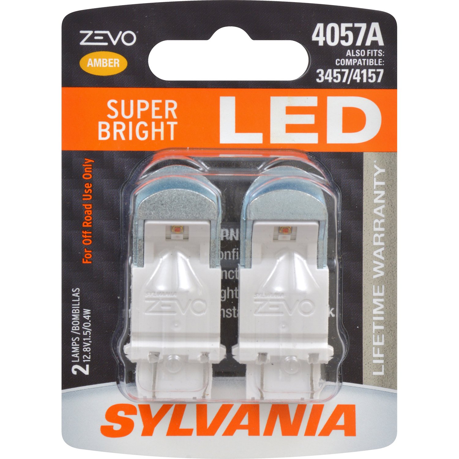 SYLVANIA 4057 ZEVO LED Amber Bulb - Bright Park & Turn Lights (2 Pack) for Cars & Trucks